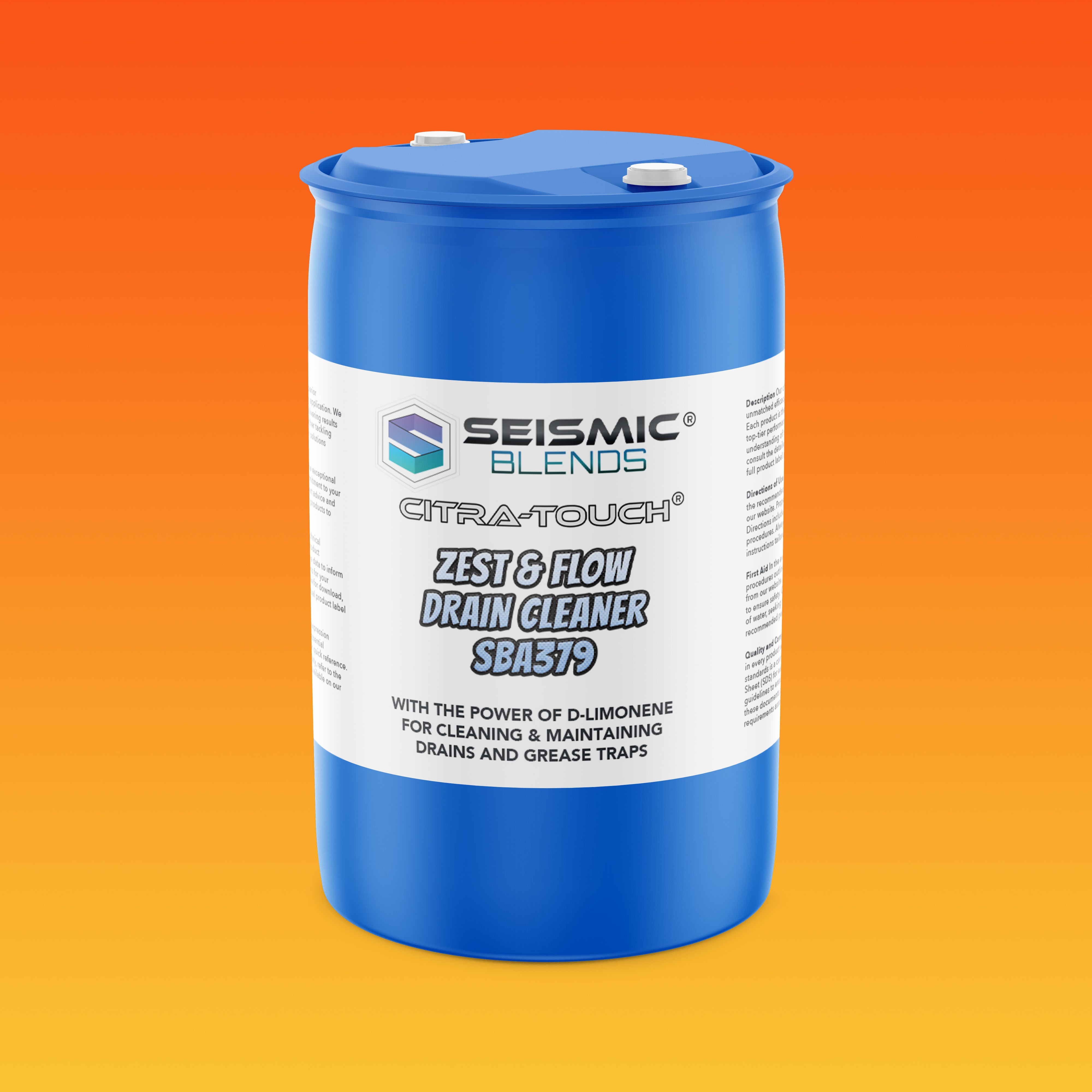 Citra Touch Zest & Flow Drain Cleaner (SBA379) - Zesty Citrus Enzyme Drain Opener and Flow Booster