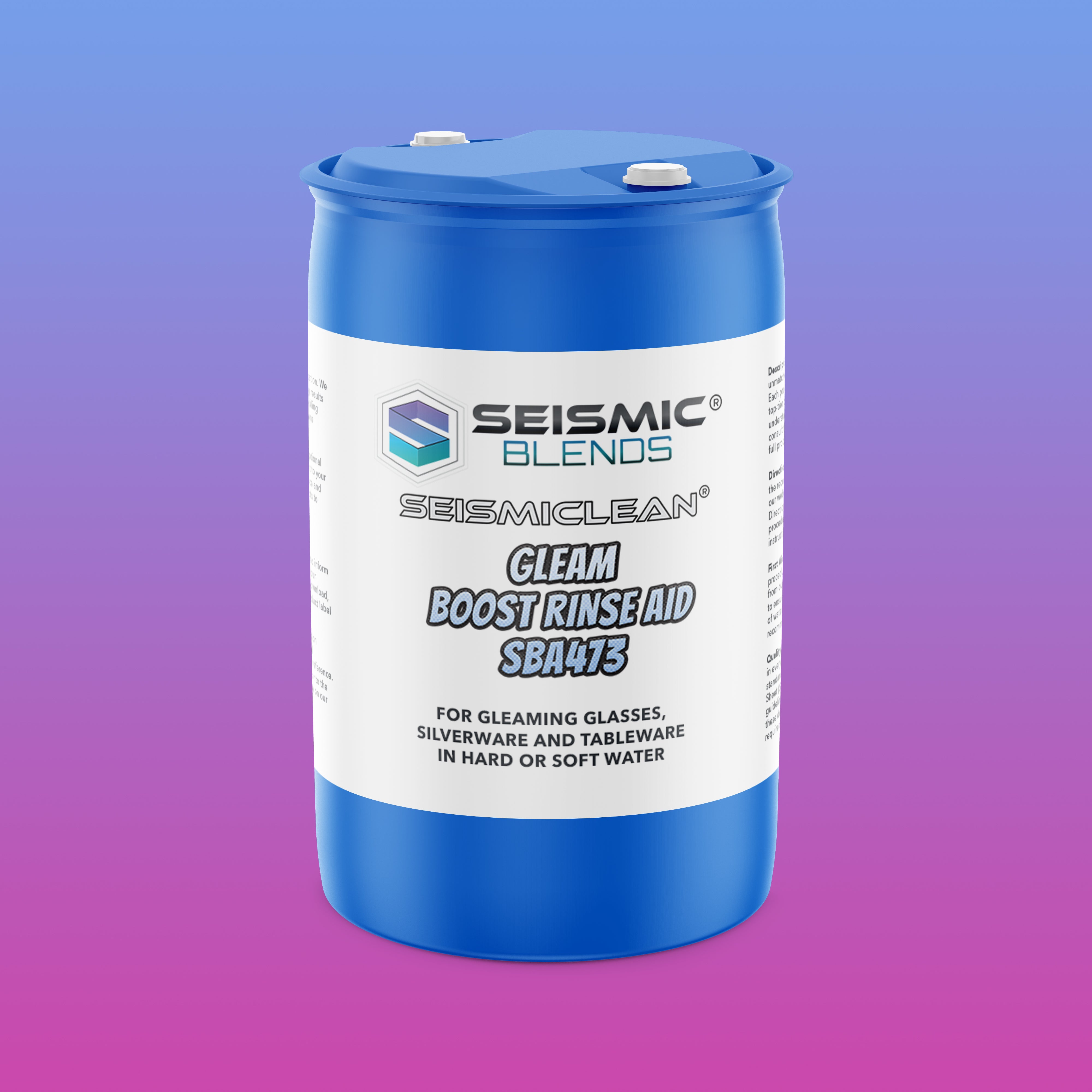 Seismiclean Gleam Boost Rinse Aid (SBA473) - Enhances Drying With Spot Free Rinsing
