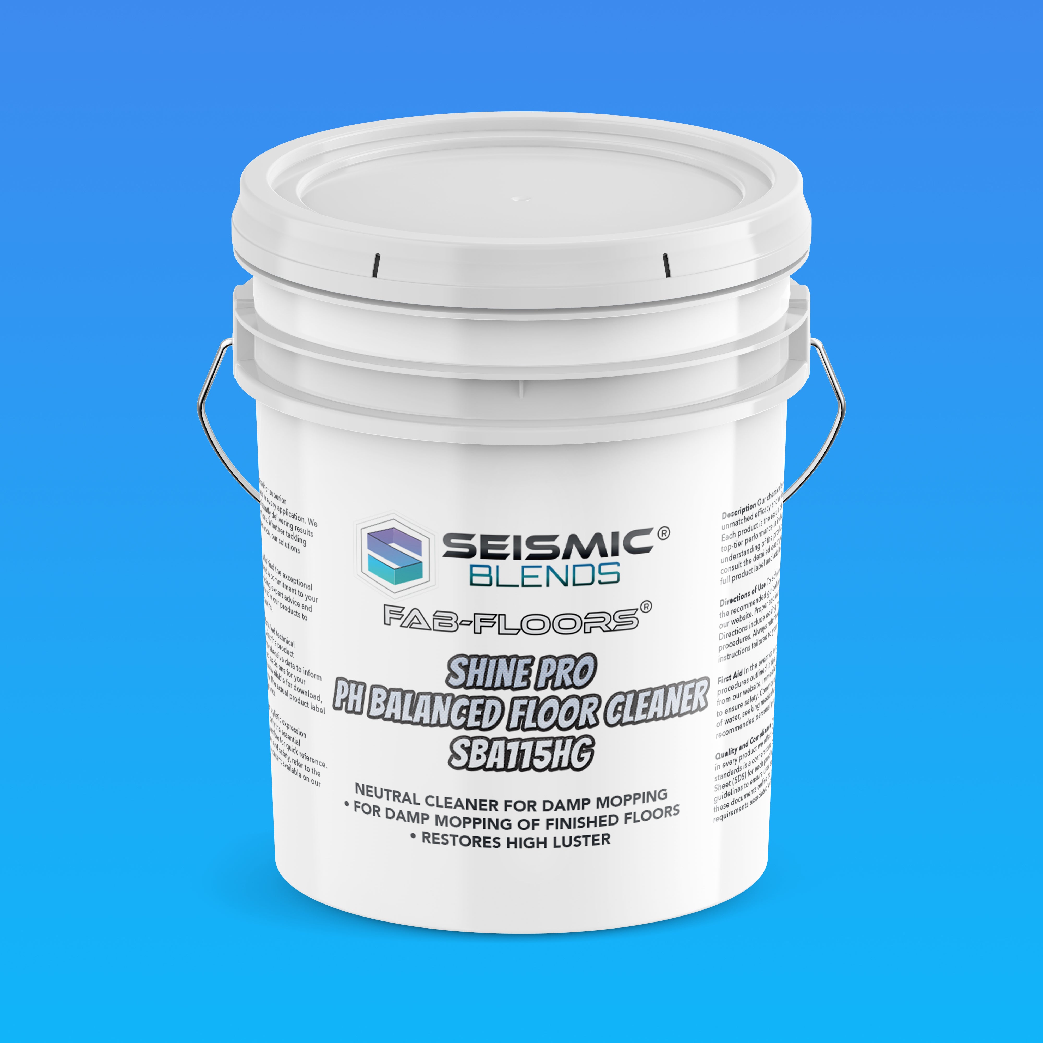 Fab Floors Shine Pro pH Balanced Floor Cleaner (SBA115HG) - pH Balanced Cleaner with Shine Enhancers