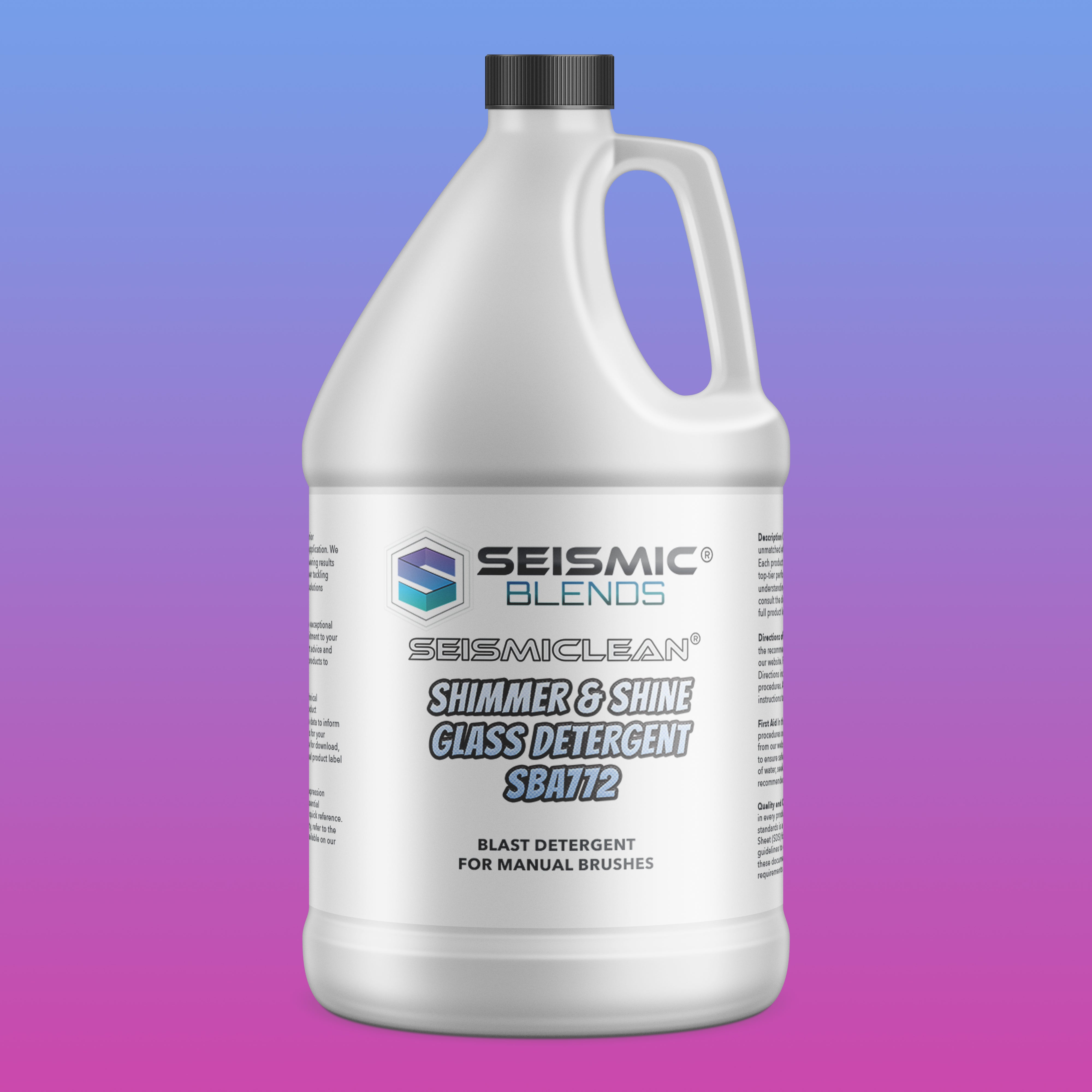 Seismiclean Shimmer & Shine Glass Detergent (SBA772) - Streak Free Finish For All Glass Surfaces