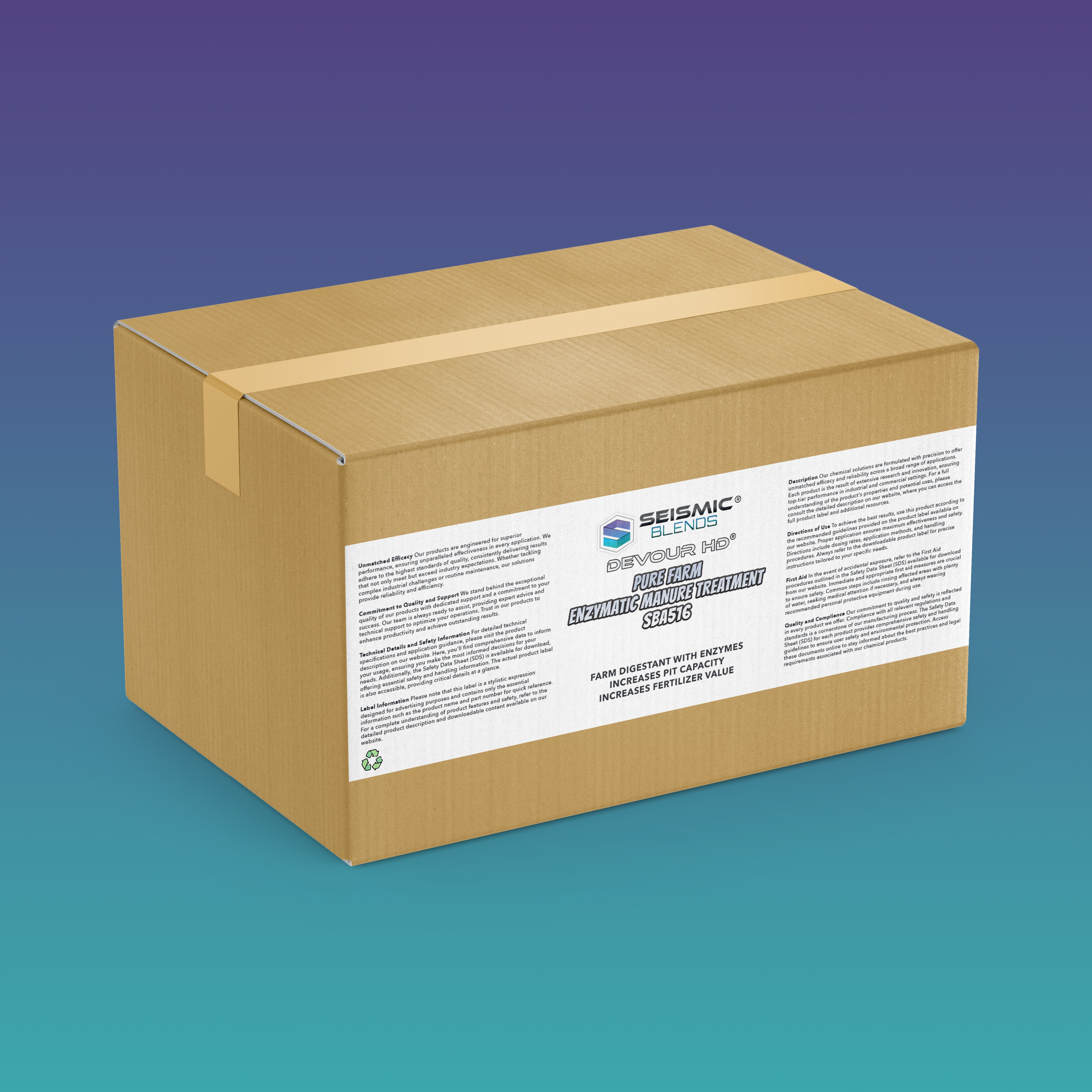 Devour HD Pure Farm Enzymatic Manure Treatment (SBA516) - Manure Digestion & Odor Control for Agricultural Use