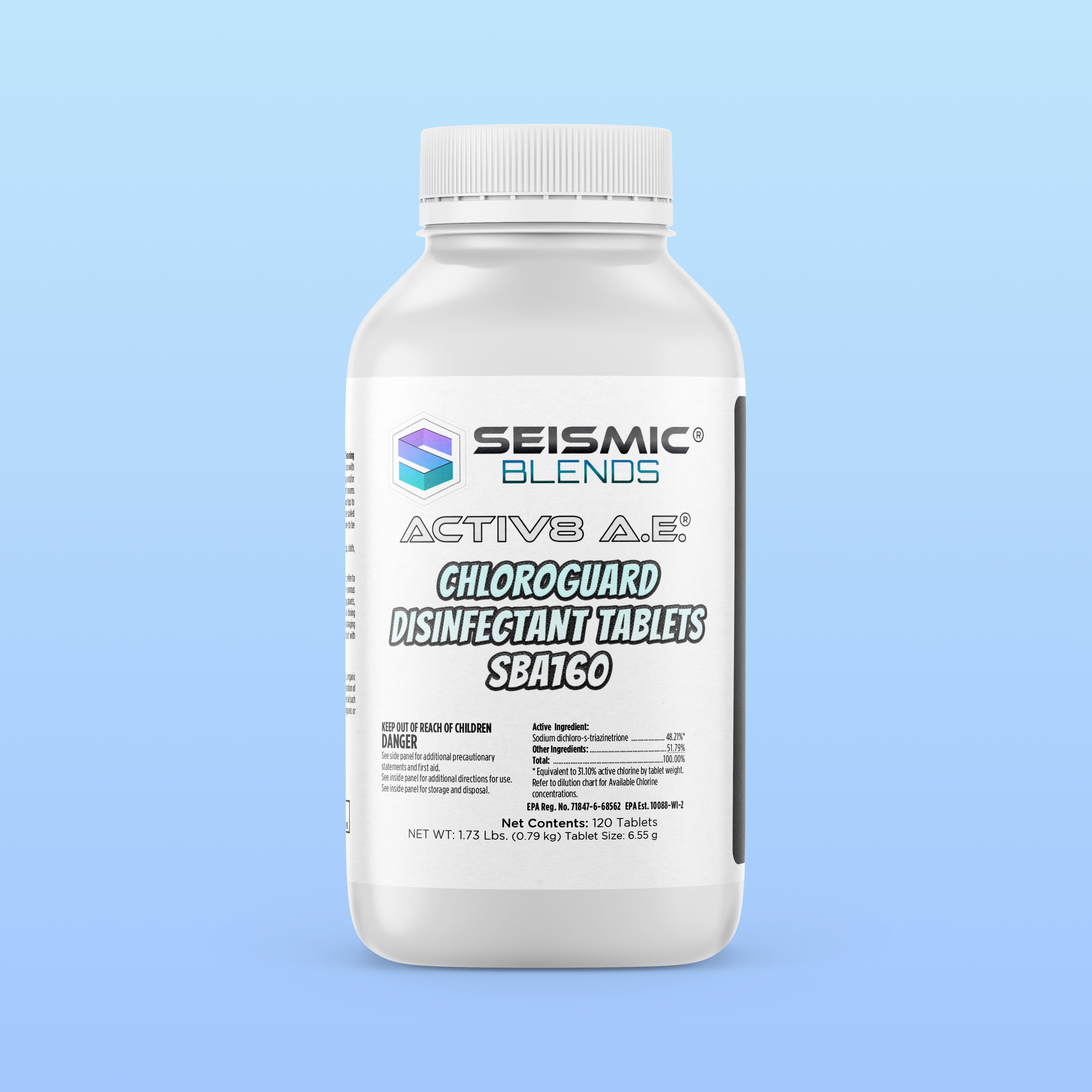 Activ8 AE ChloroGuard Disinfectant Tablets (SBA160) - Powerful Chlorine Sanitizer Tablets for Pools & Tanks