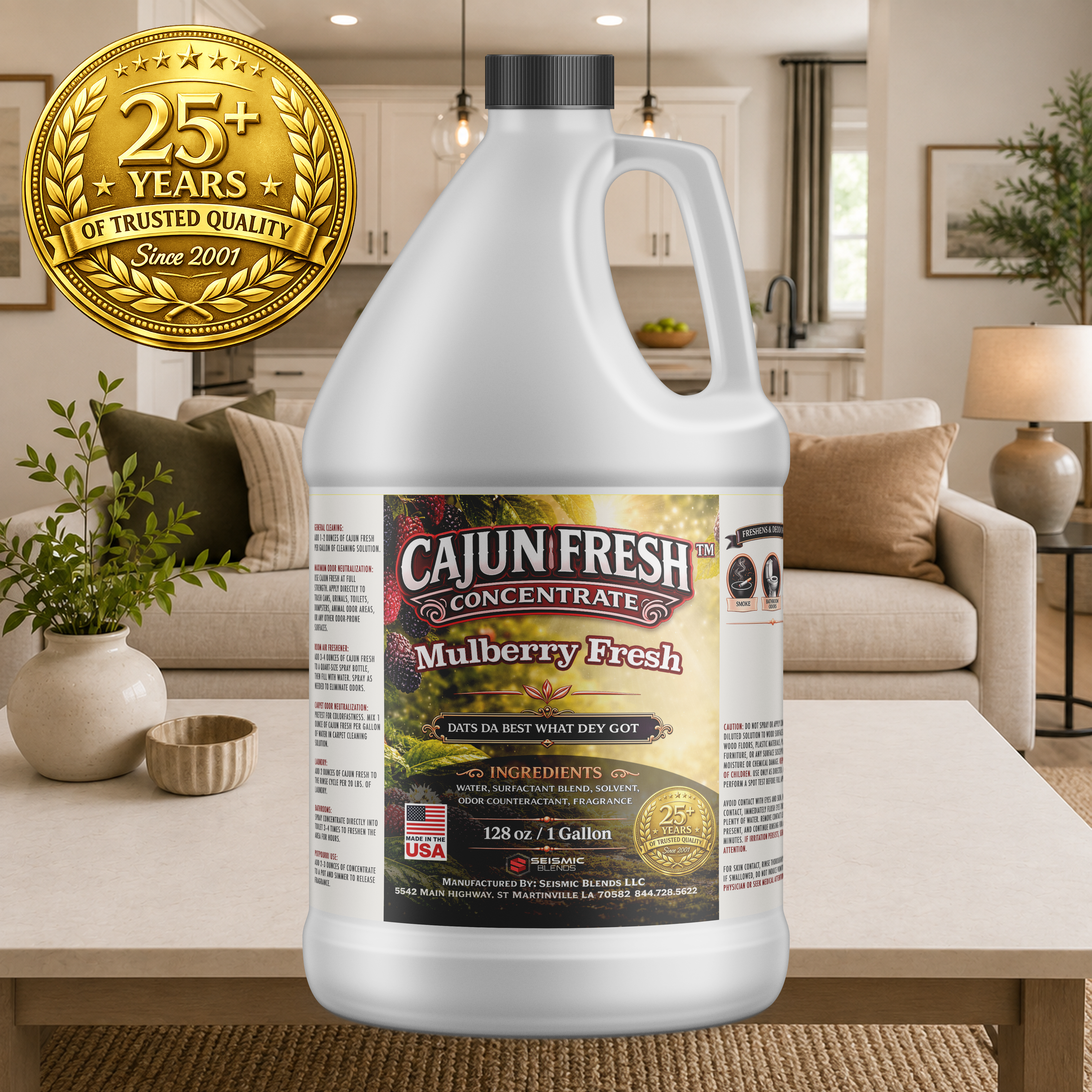 Cajun Fresh Concentrated Air Freshener (SBCF200) Mulberry Fragrance | Professional Odor Neutralizer & Deodorizer
