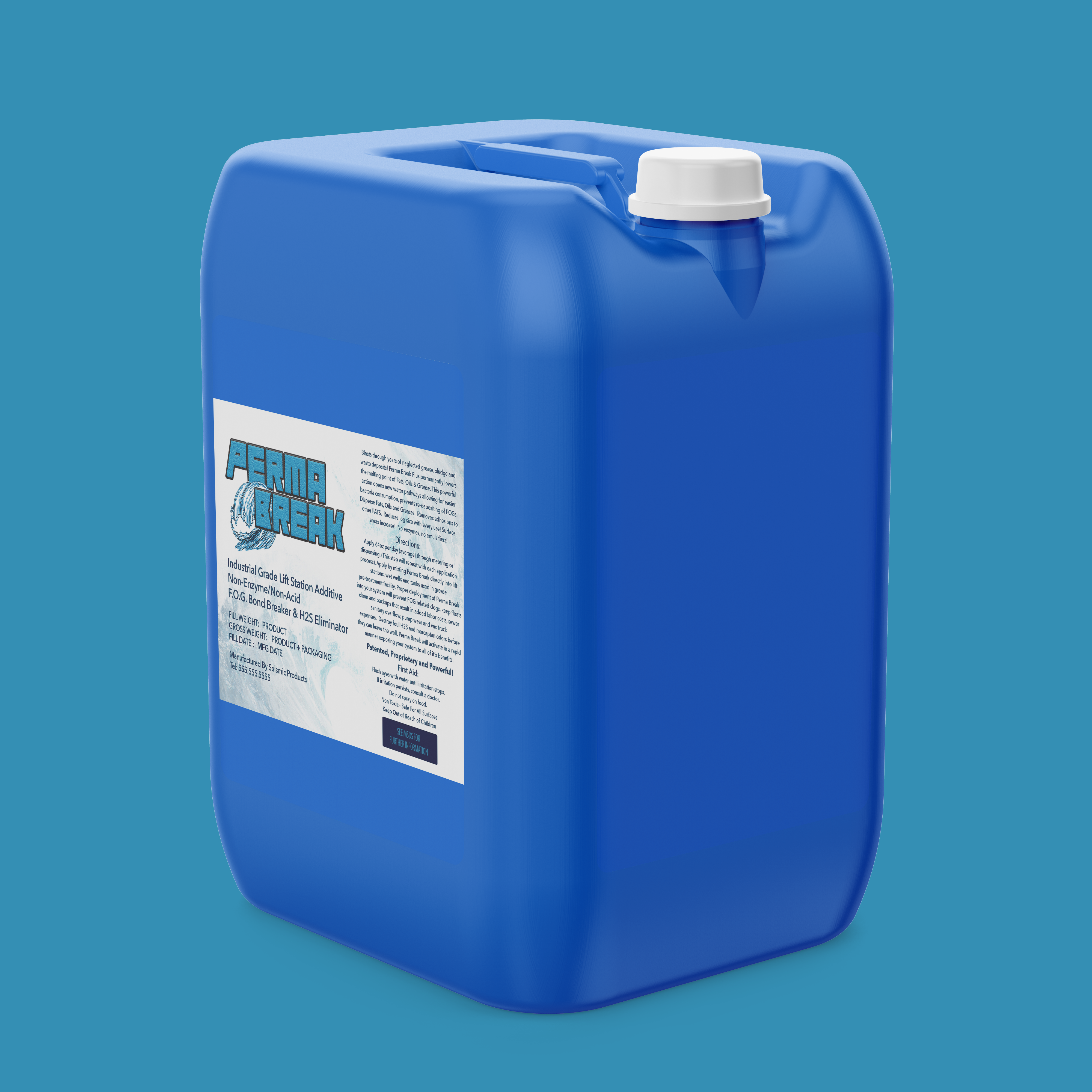 Perma-Break Industrial Grade Lift Station Additive (SBW100) - Heavy-Duty Formula For Odor Control In Wastewater Applications