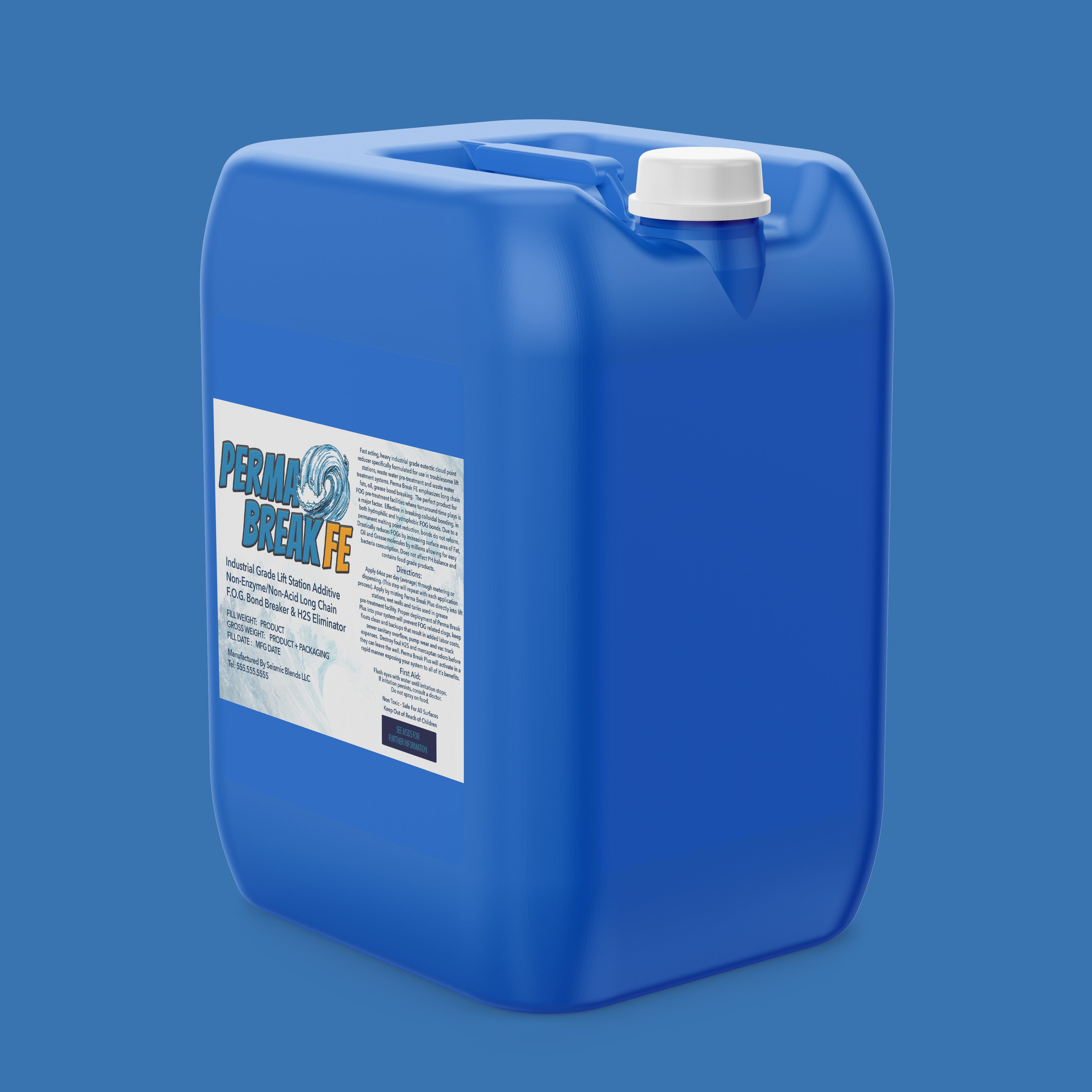 Perma-Break FE Heavy Industrial Lift Station Additive (SBW120) - Industrial Additive That Breaks Down Fats Oils And Grease