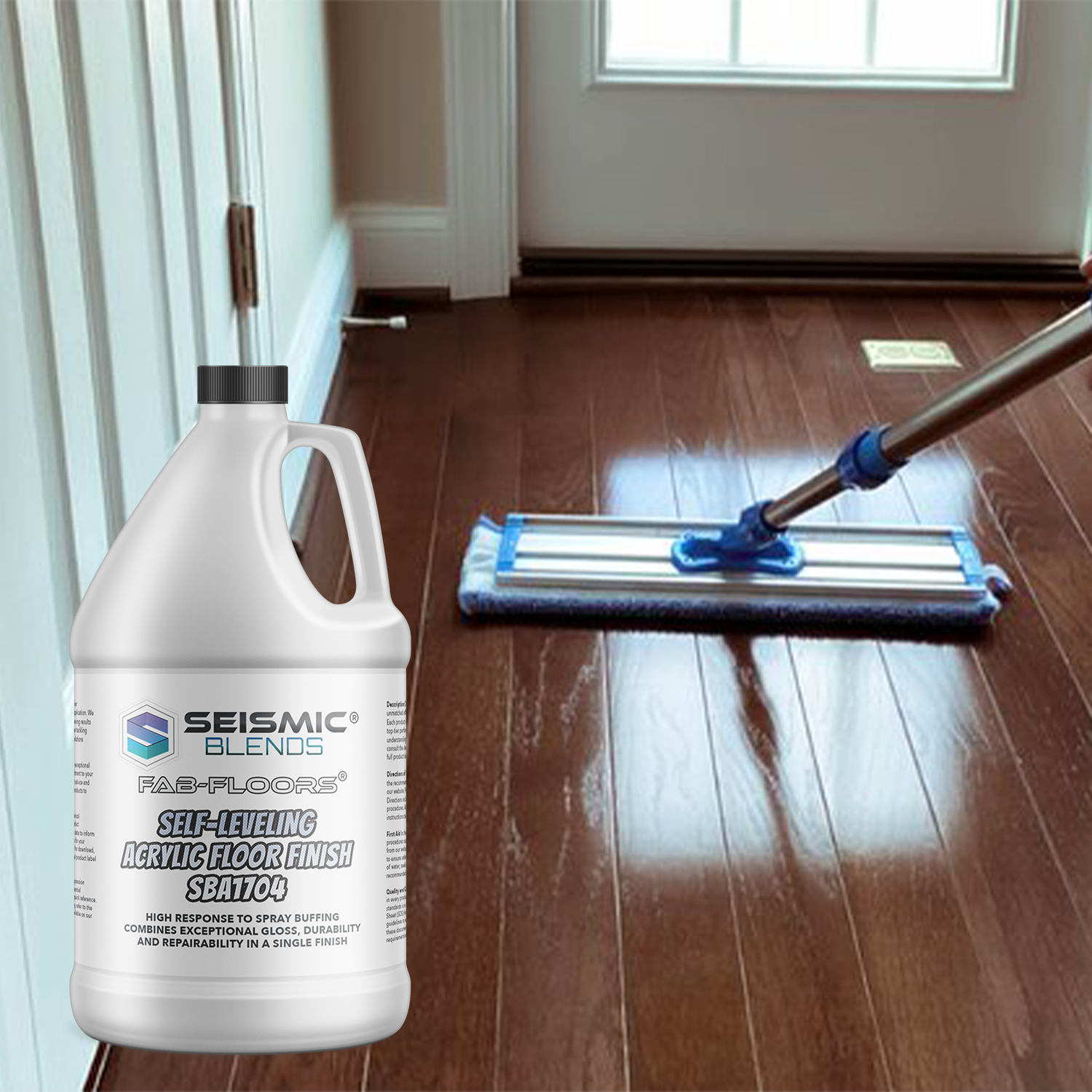 Fab Floors Self-Leveling Acrylic Floor Finish (SBA1704) - Self-Leveling Acrylic Finish for Professional Floors