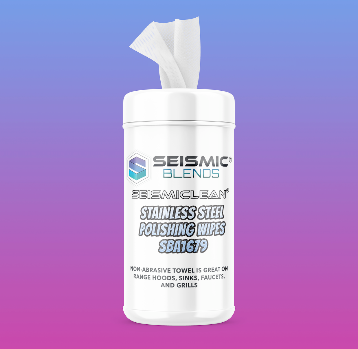 Seismiclean Stainless Steel Polishing Wipes (SBA1679) - Polishes Stainless Steel With Long Lasting Protection