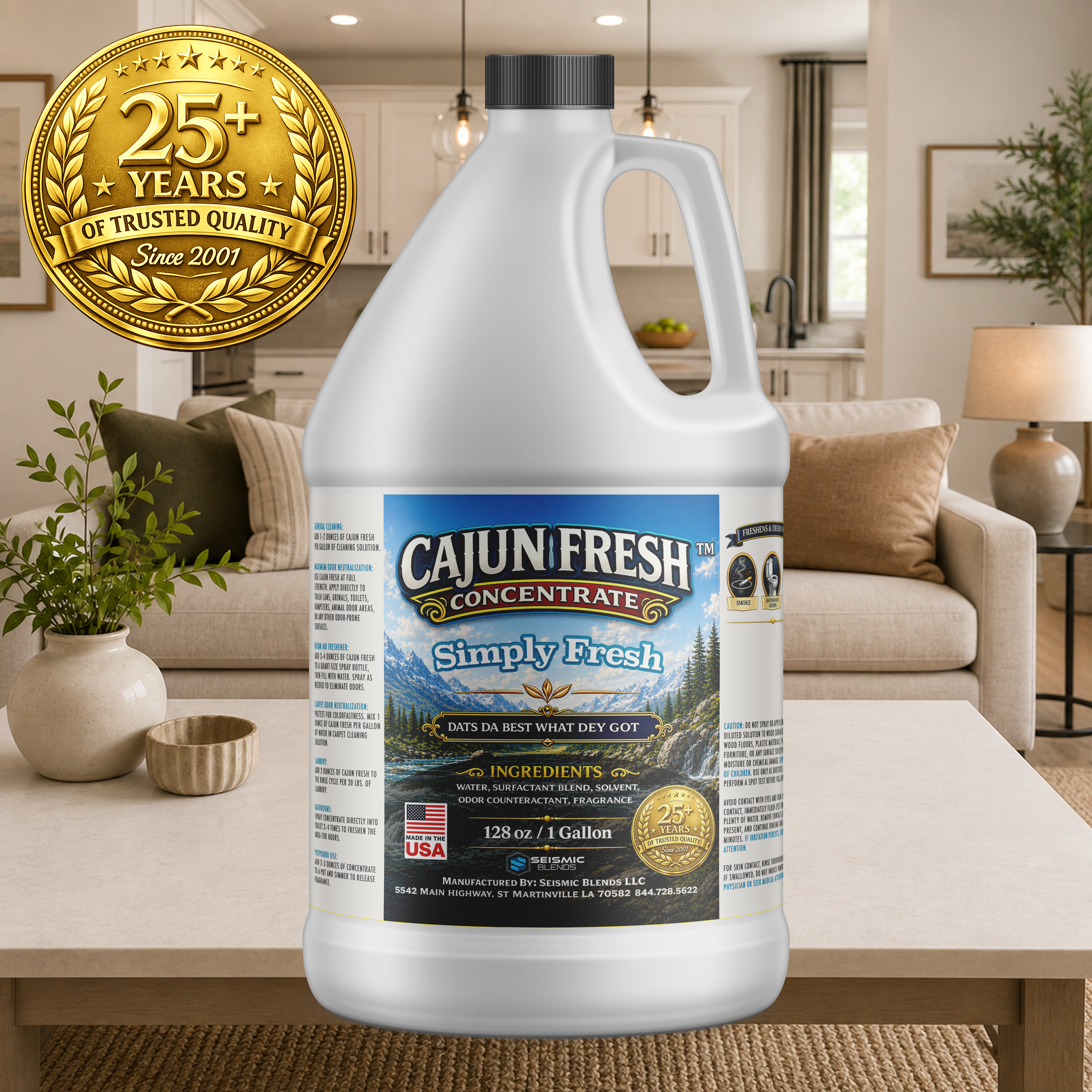 Cajun Fresh Concentrated Air Freshener (SBCF260) Simply Fresh Fragrance | Professional Odor Neutralizer & Deodorizer