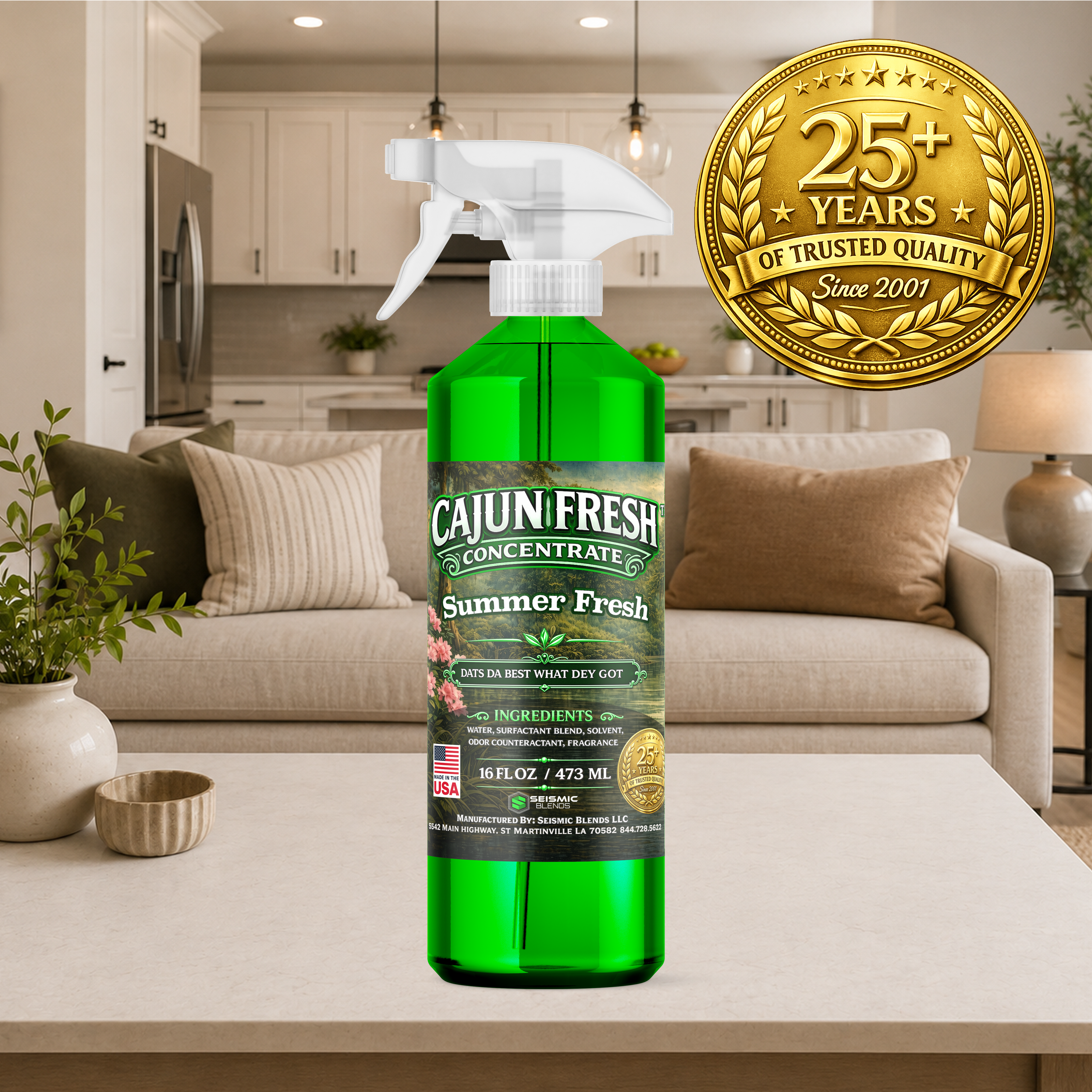 Cajun Fresh Concentrated Air Freshener (SBCF270) Summer Fresh Fragrance | Professional Odor Neutralizer & Deodorizer
