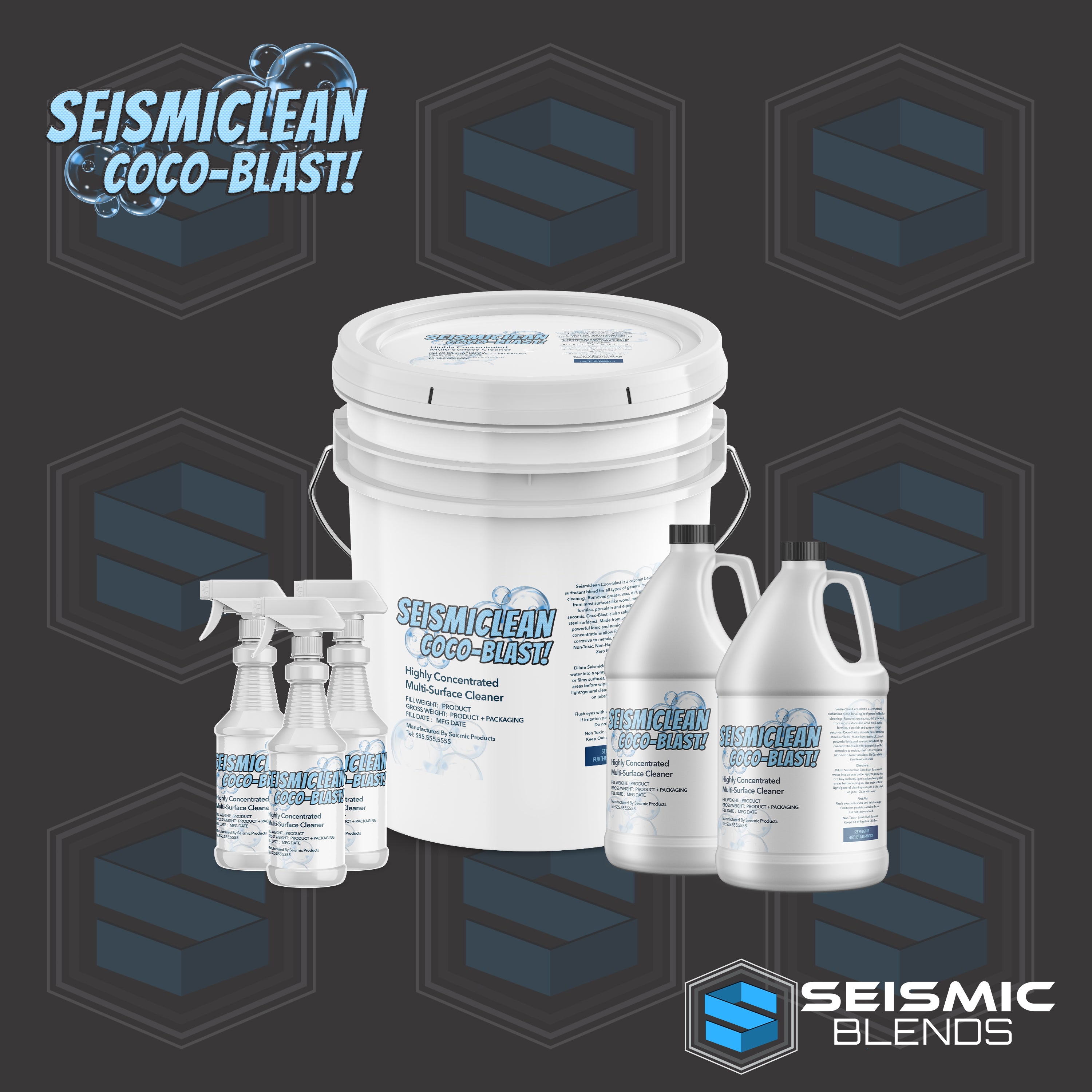 Seismiclean Coco-Blast Multi-Surface Cleaner (SBC120) - Tropical Scented Cleaner For Multiple Surfaces