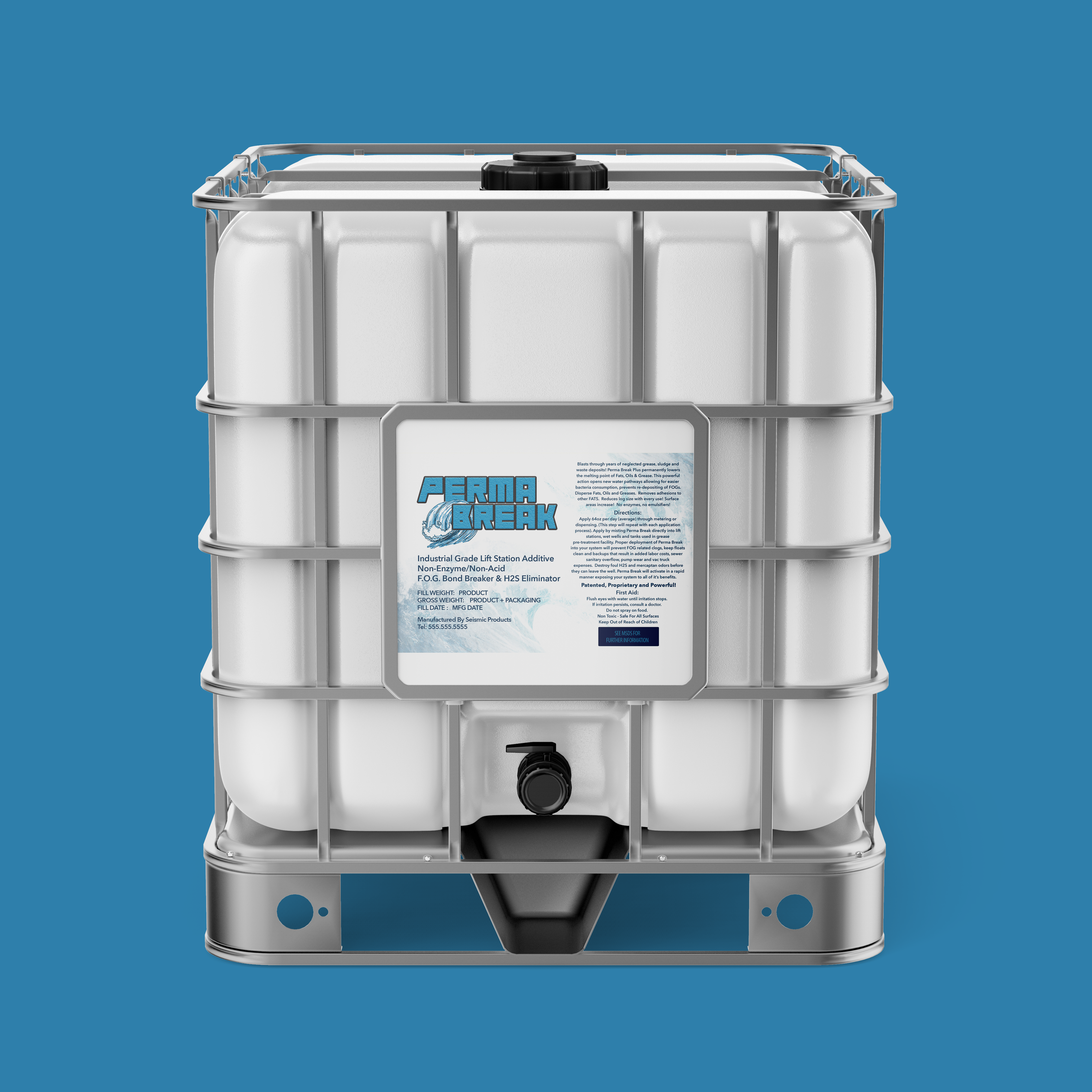 Perma-Break Industrial Grade Lift Station Additive (SBW100) - Heavy-Duty Formula For Odor Control In Wastewater Applications