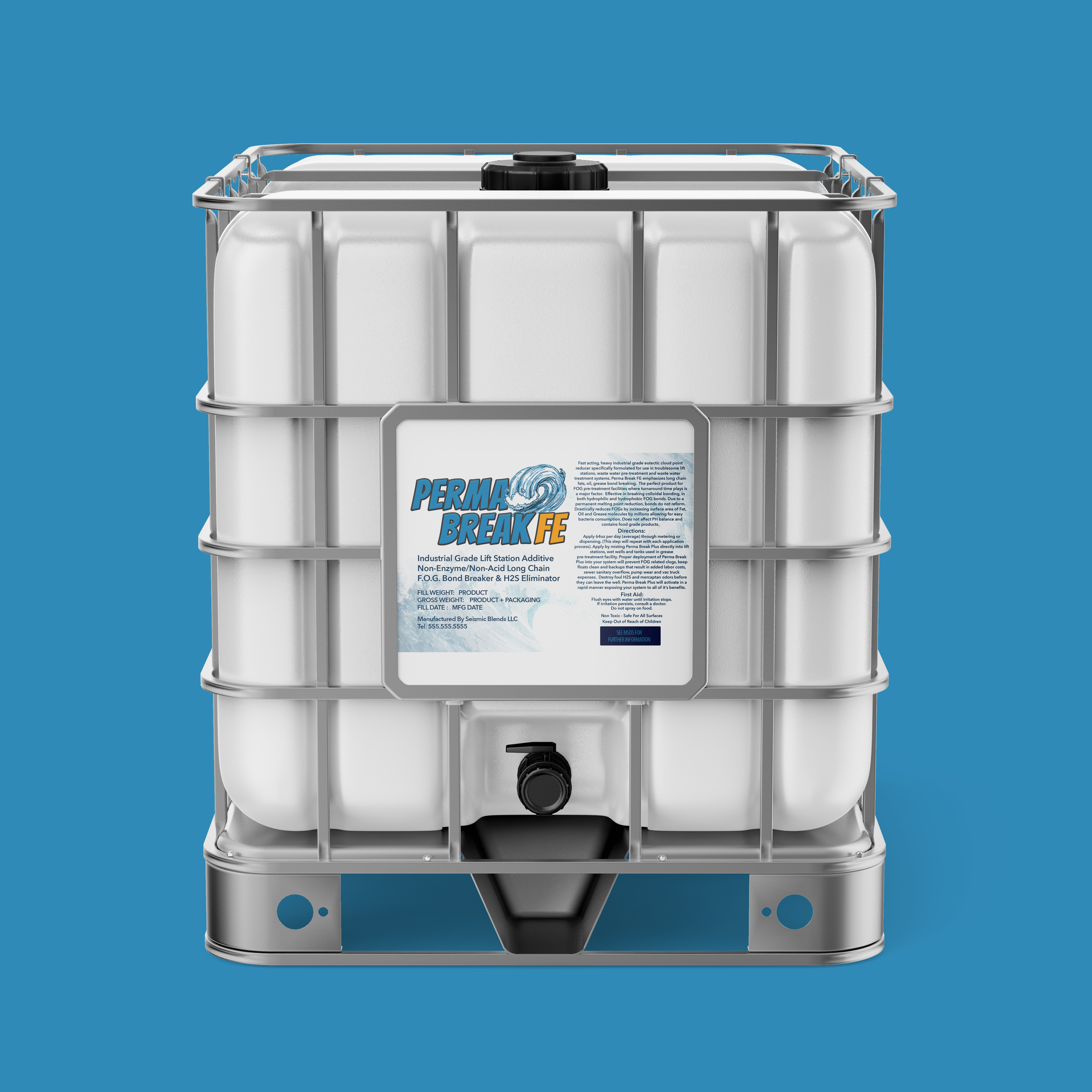 Perma-Break FE Heavy Industrial Lift Station Additive (SBW120) - Industrial Additive That Breaks Down Fats Oils And Grease