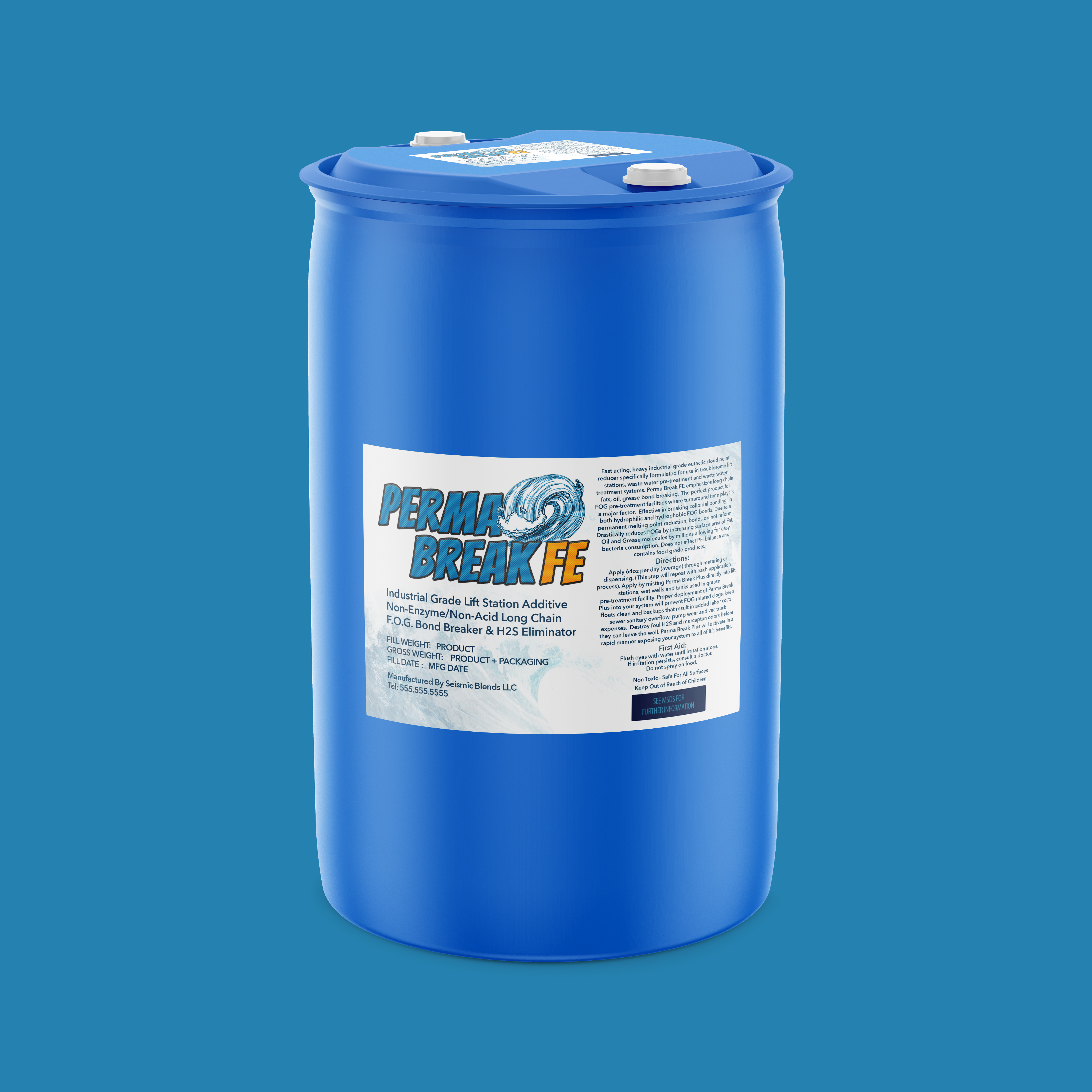 Perma-Break FE Heavy Industrial Lift Station Additive (SBW120) - Industrial Additive That Breaks Down Fats Oils And Grease