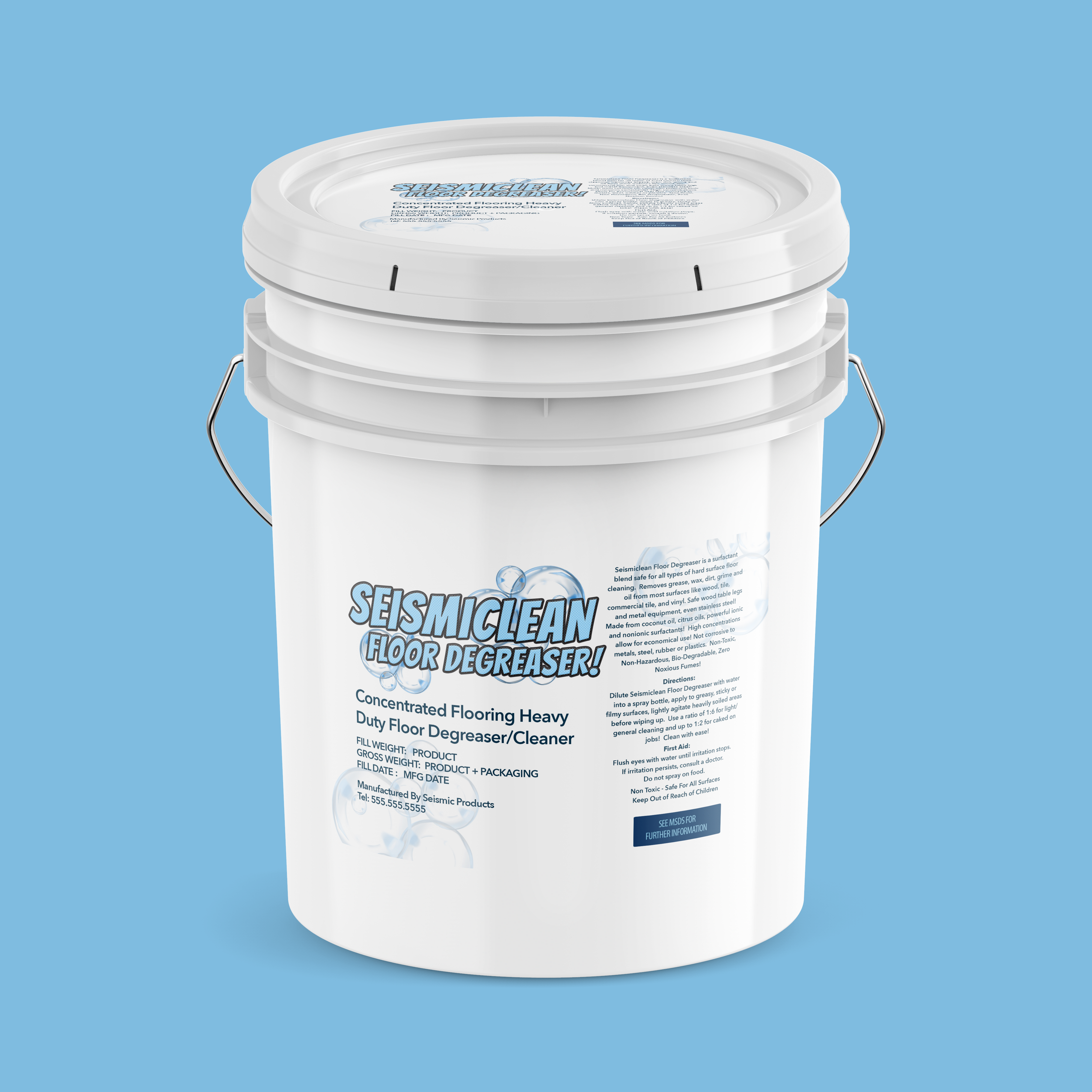 Seismiclean Floor Degreasing Cleaner (SBA100) - Industrial Strength Cleaner For Greasy Floors