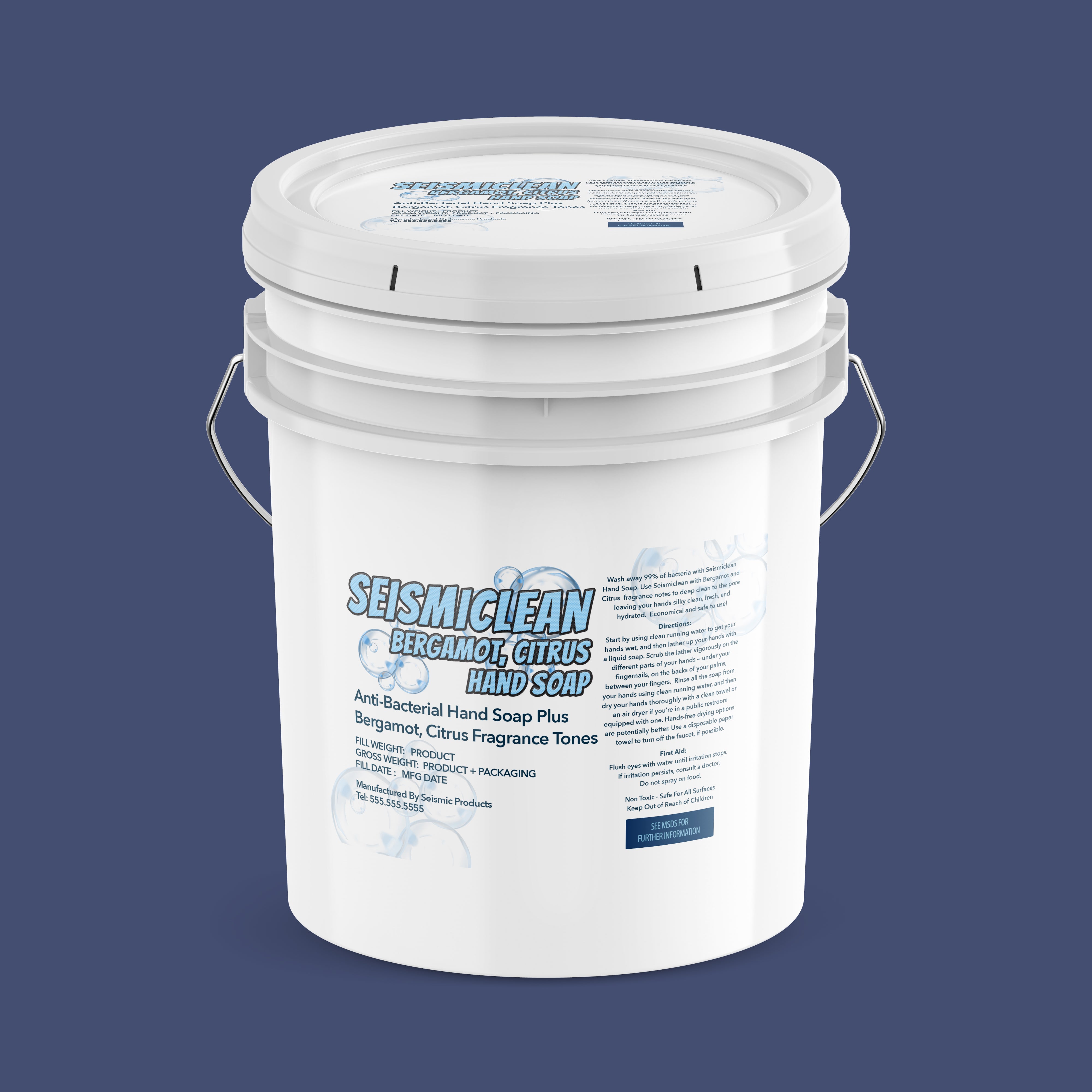 Seismicare Bergamot, Citrus Anti-Bacterial Hand Soap w/Pump(s) (SBC220) - Citrus And Bergamot Antibacterial Soap With Easy Dispensing