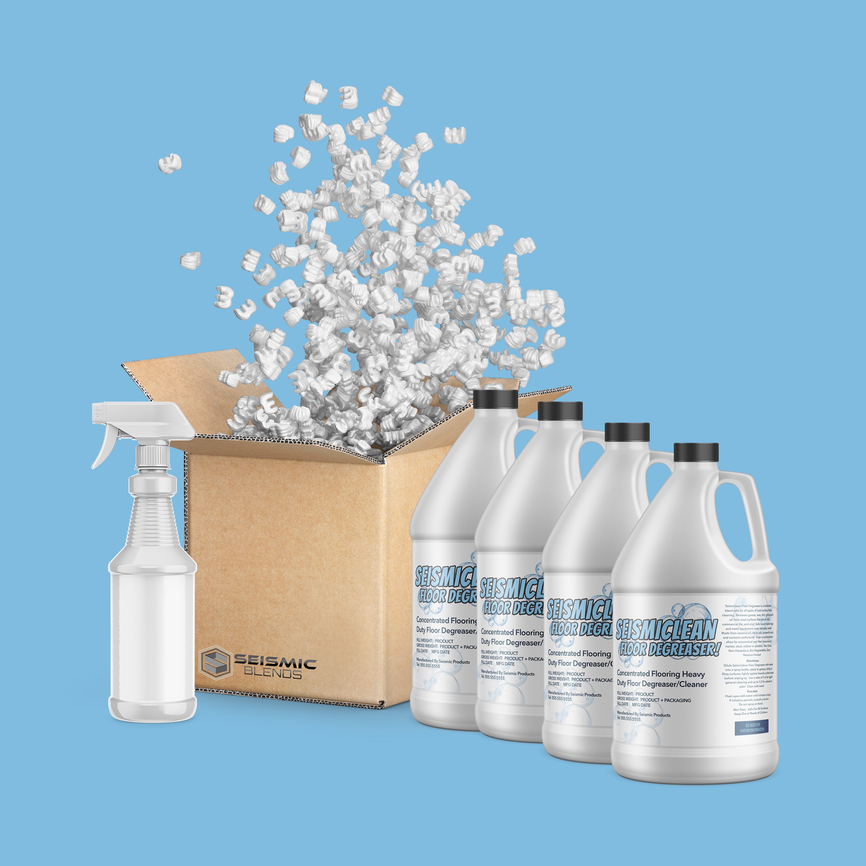 Seismiclean Floor Degreasing Cleaner (SBA100) - Industrial Strength Cleaner For Greasy Floors
