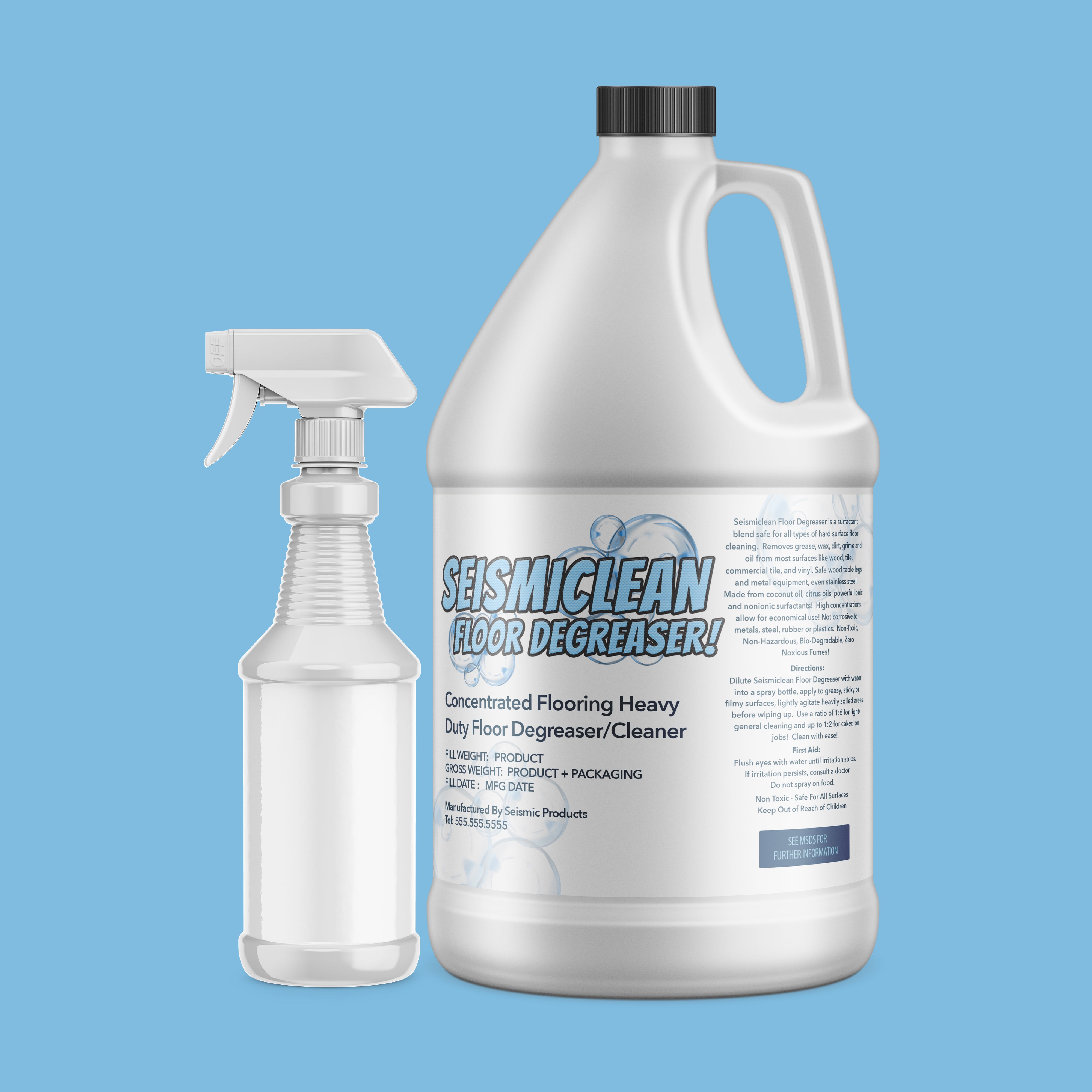 Seismiclean Floor Degreasing Cleaner (SBA100) - Industrial Strength Cleaner For Greasy Floors