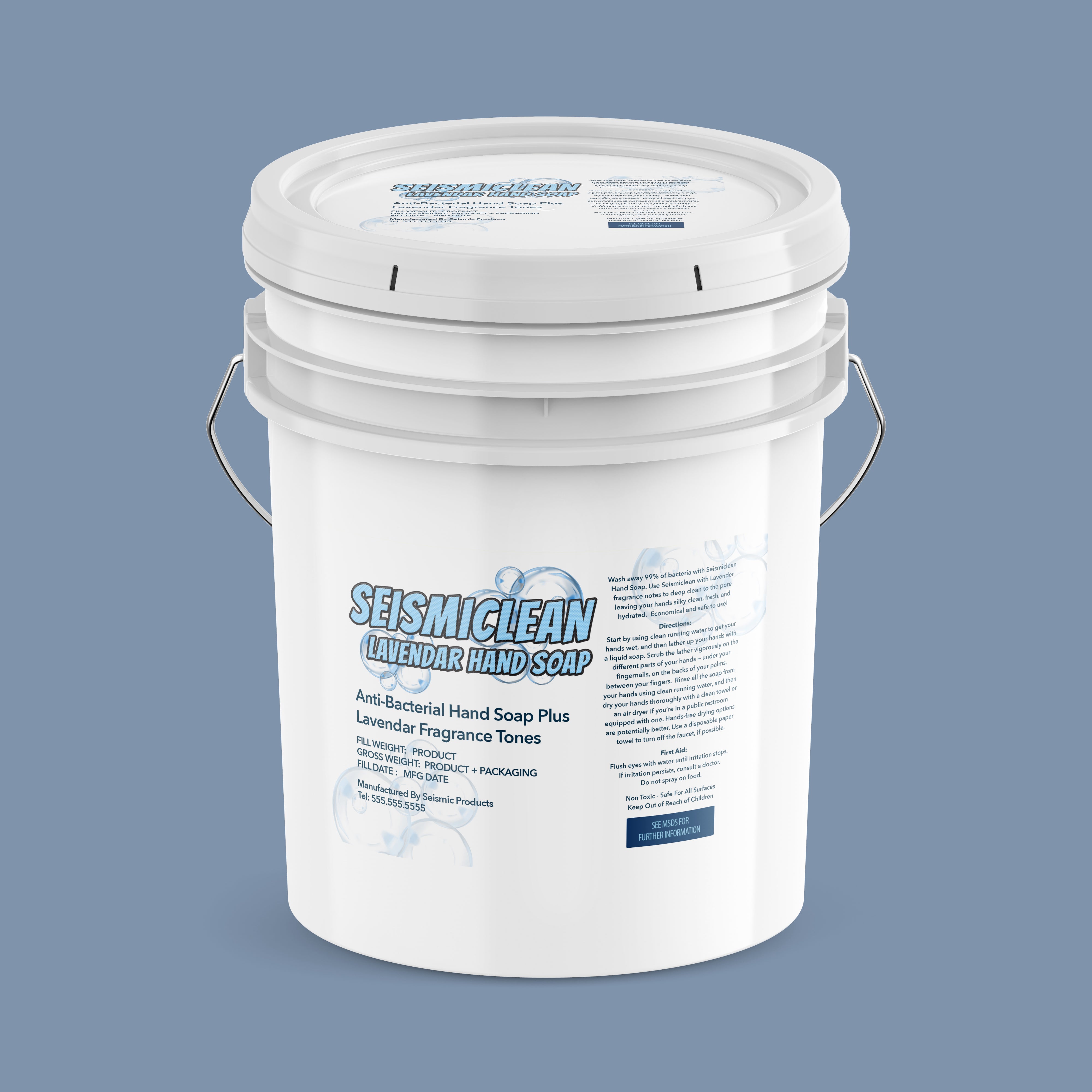 Seismicare Lavendar Anti-Bacterial Hand Soap w/Pump(s) (SBC210) - Lavendar Infused Antibacterial Soap With Built-In Pump