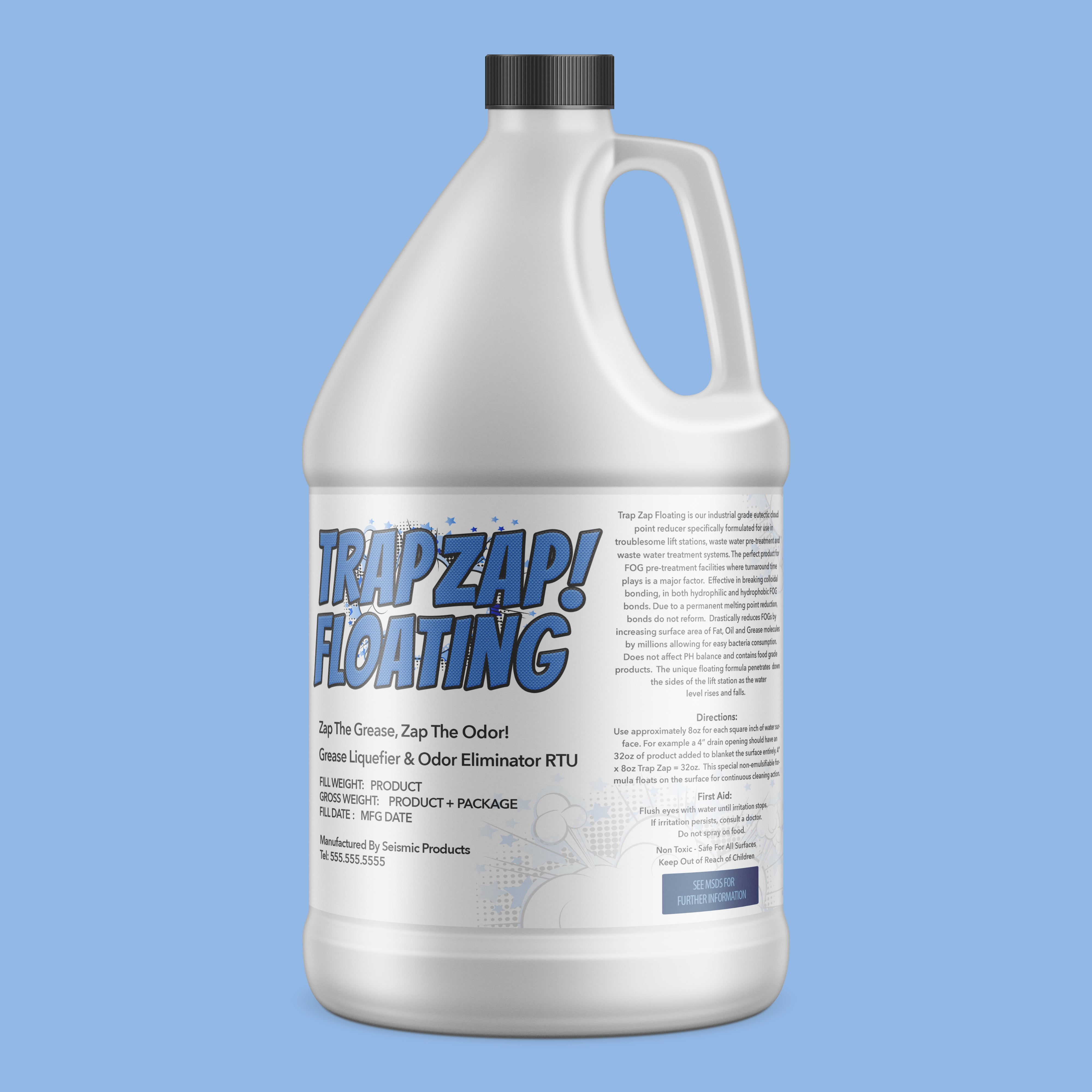 Trap Zap Floating Heavy Commercial Drain Additive (GTT130) - Floating Drain Additive That Dissolves Grease Fast