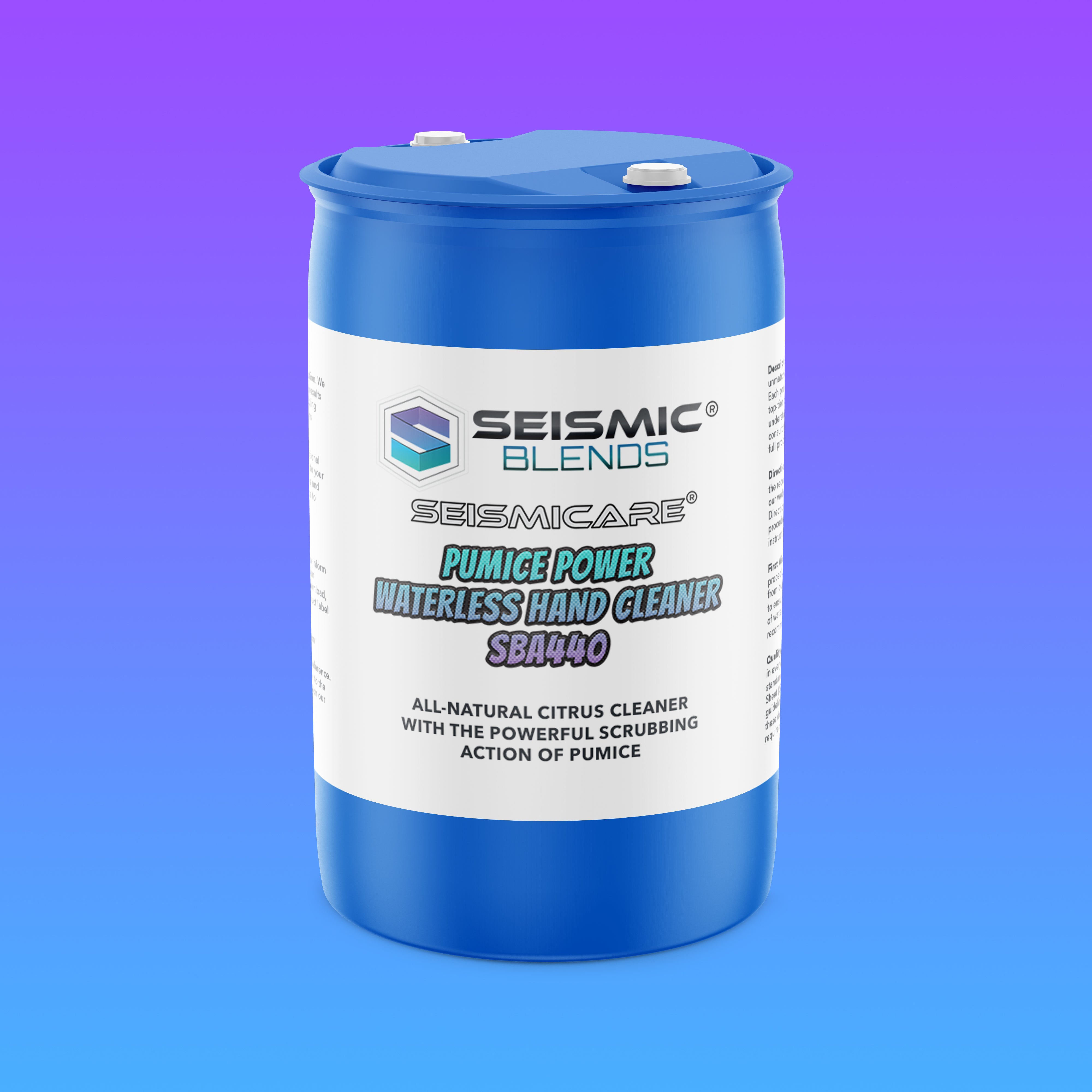 Seismicare Pumice Power Waterless Hand Cleaner (SBA440) - Pumice Enhanced Waterless Cleaner For Deep Hand Cleaning
