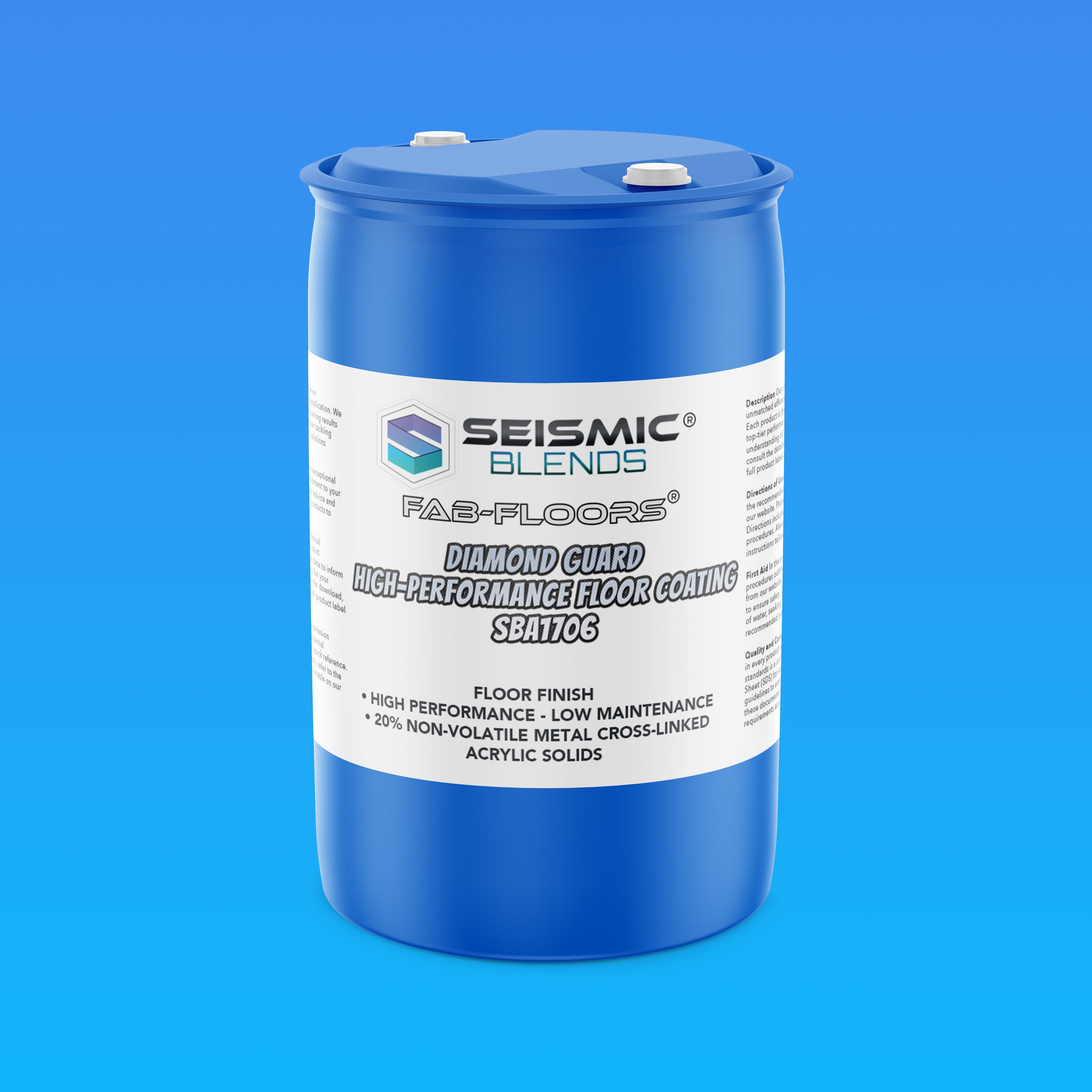 Fab Floors Diamond Guard High-Performance Floor Coating (SBA1706) - Durable, High-Gloss Acrylic Finish for Tile, Vinyl, Linoleum, Hardwood, Concrete, Terrazzo, Marble, Rubber, Epoxy & Polished Stone Floors