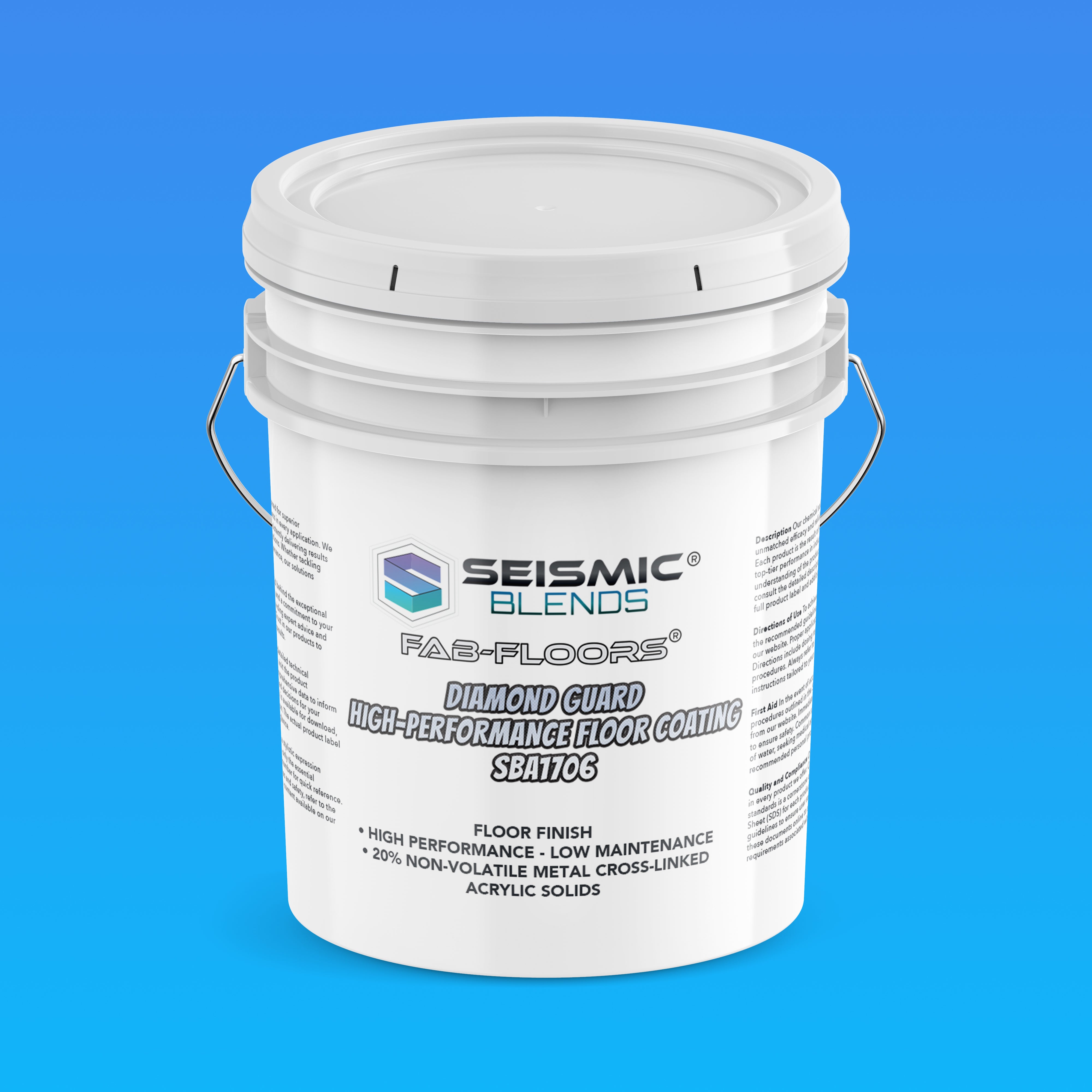 Fab Floors Diamond Guard High-Performance Floor Coating (SBA1706) - Durable, High-Gloss Acrylic Finish for Tile, Vinyl, Linoleum, Hardwood, Concrete, Terrazzo, Marble, Rubber, Epoxy & Polished Stone Floors