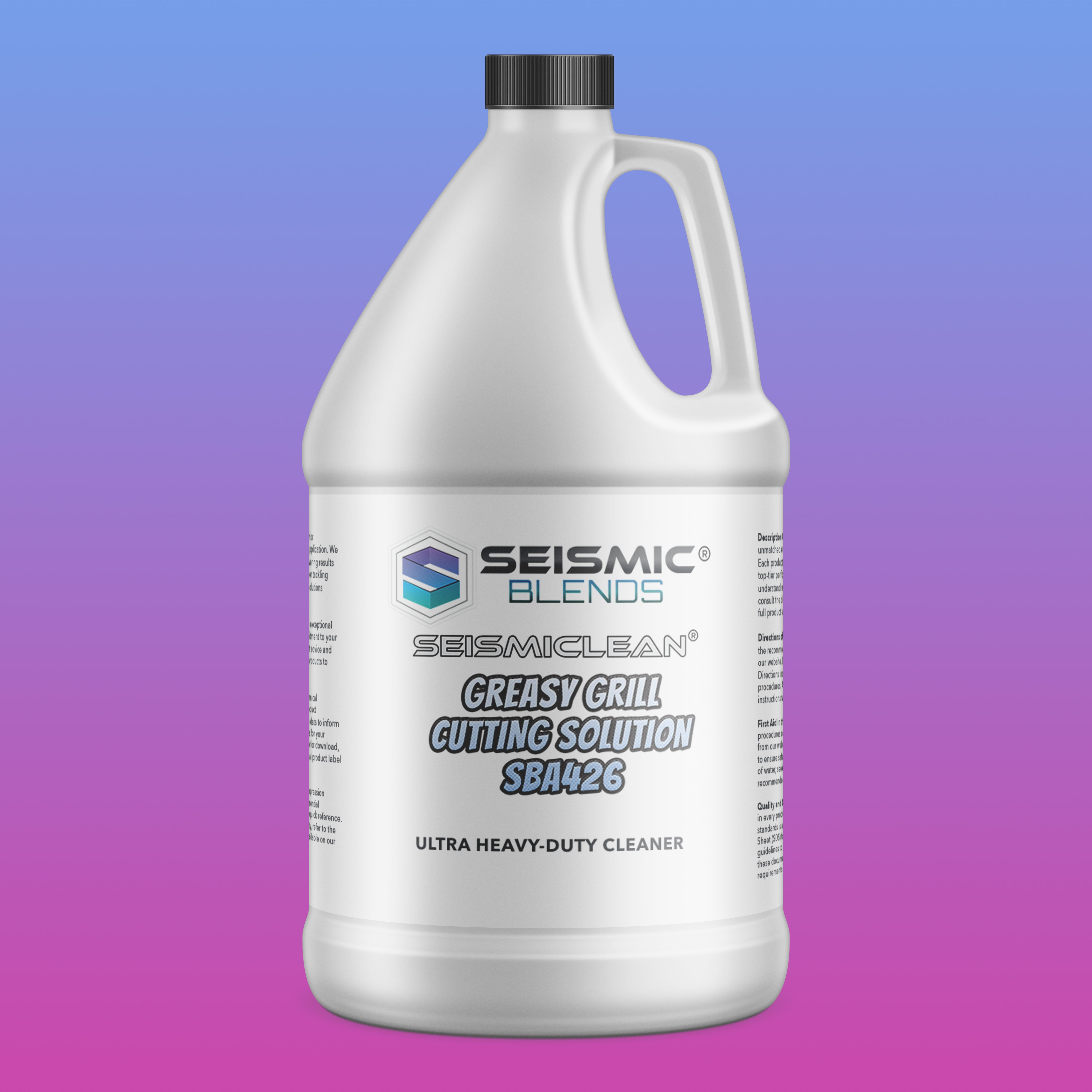 Seismiclean Greasy Grill Cutting Solution (SBA426) - Fast Acting Solution For Burnt Grill Debris