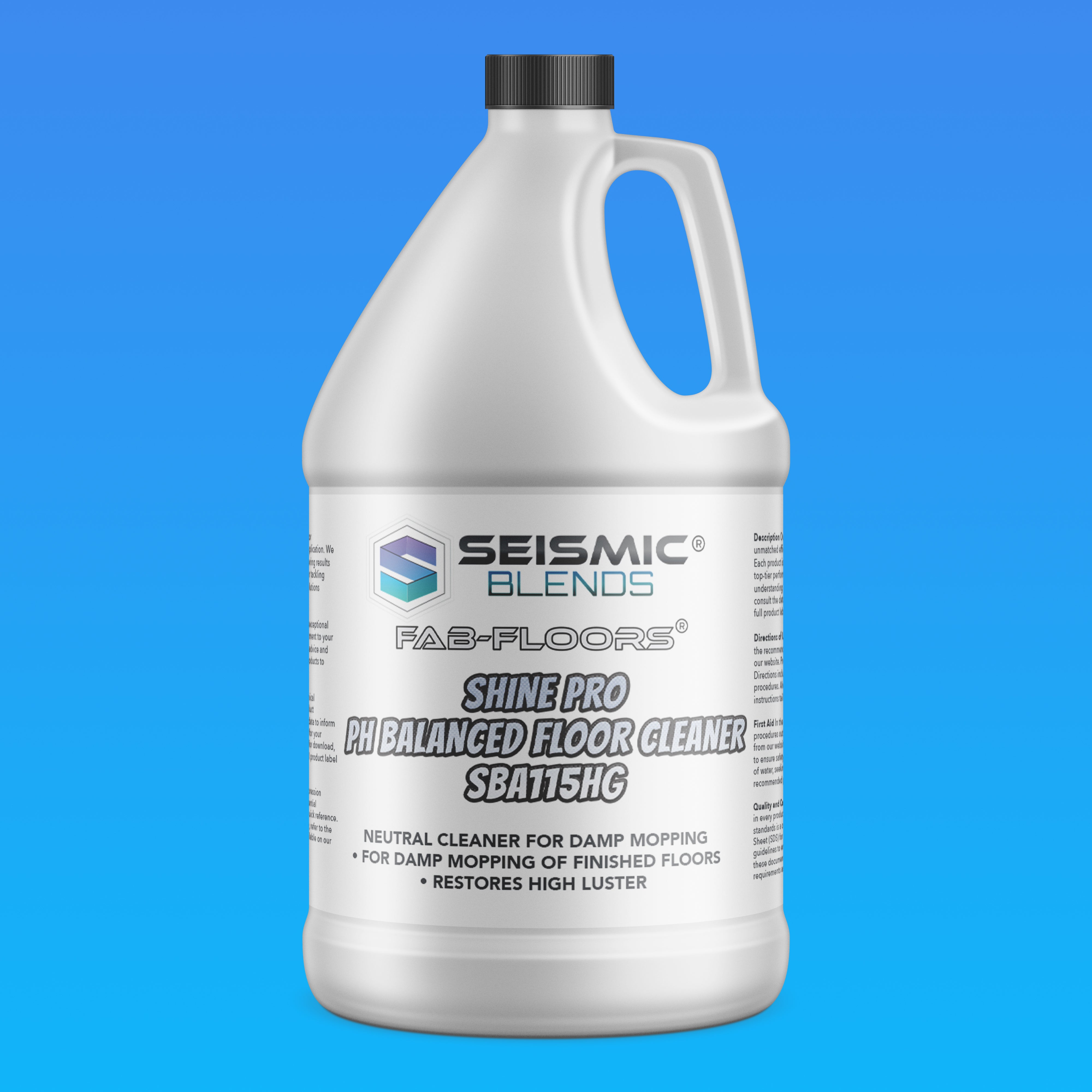 Fab Floors Shine Pro pH Balanced Floor Cleaner (SBA115HG) – Best Cleaner for VCT, Hardwood, Laminate, Tile, Epoxy-Coated, and Other Coated Floors