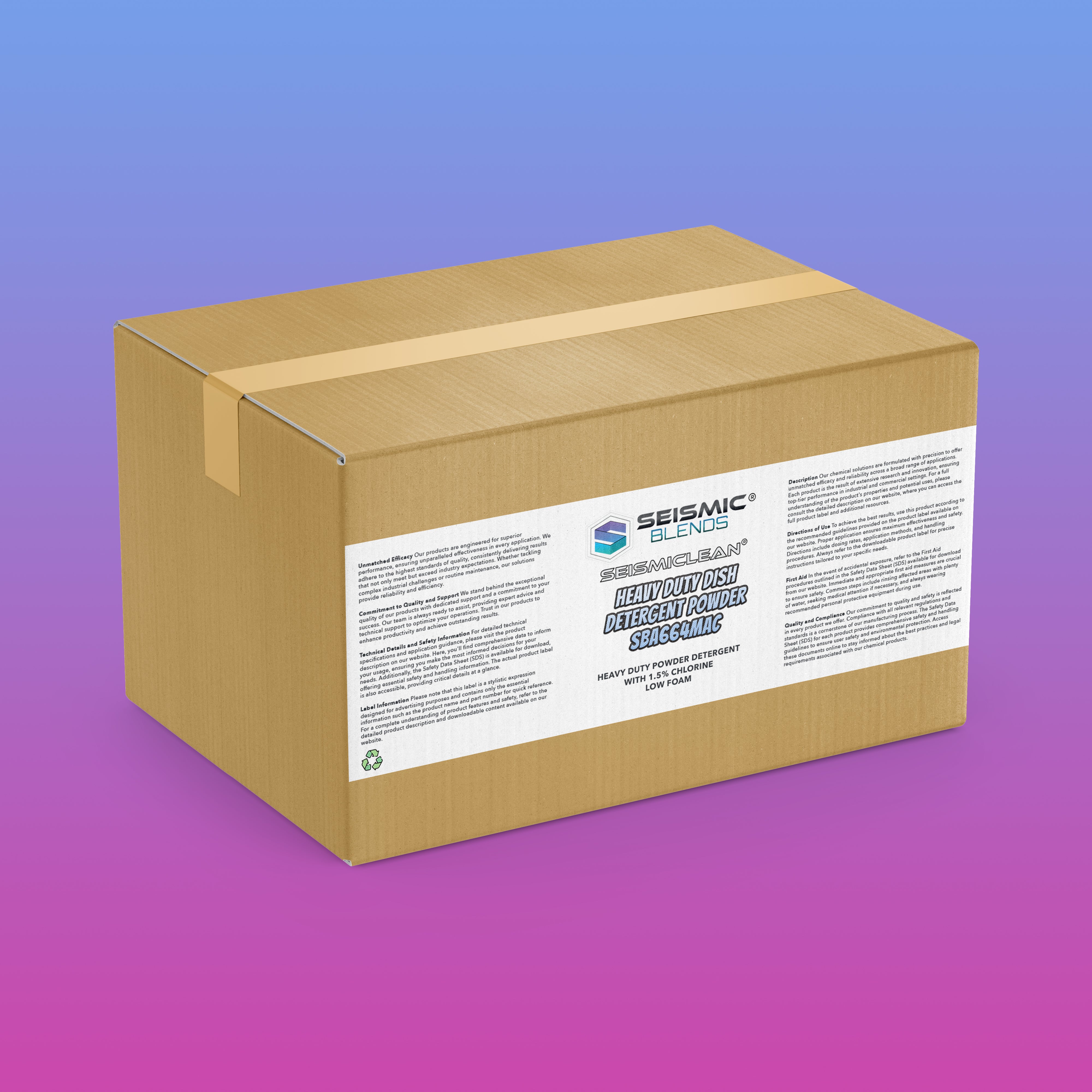 Seismiclean Heavy Duty Dish Detergent Powder (SBA664MAC) - High Quality Cleaning Solution For Versatile Use