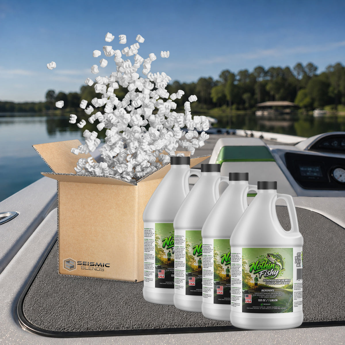 Nothin’ Fishy Deodorizer (MRD100) Boat & Marine Cleaner for Live Wells, Coolers, Fish Boxes, Gear & Strong Fish Odors