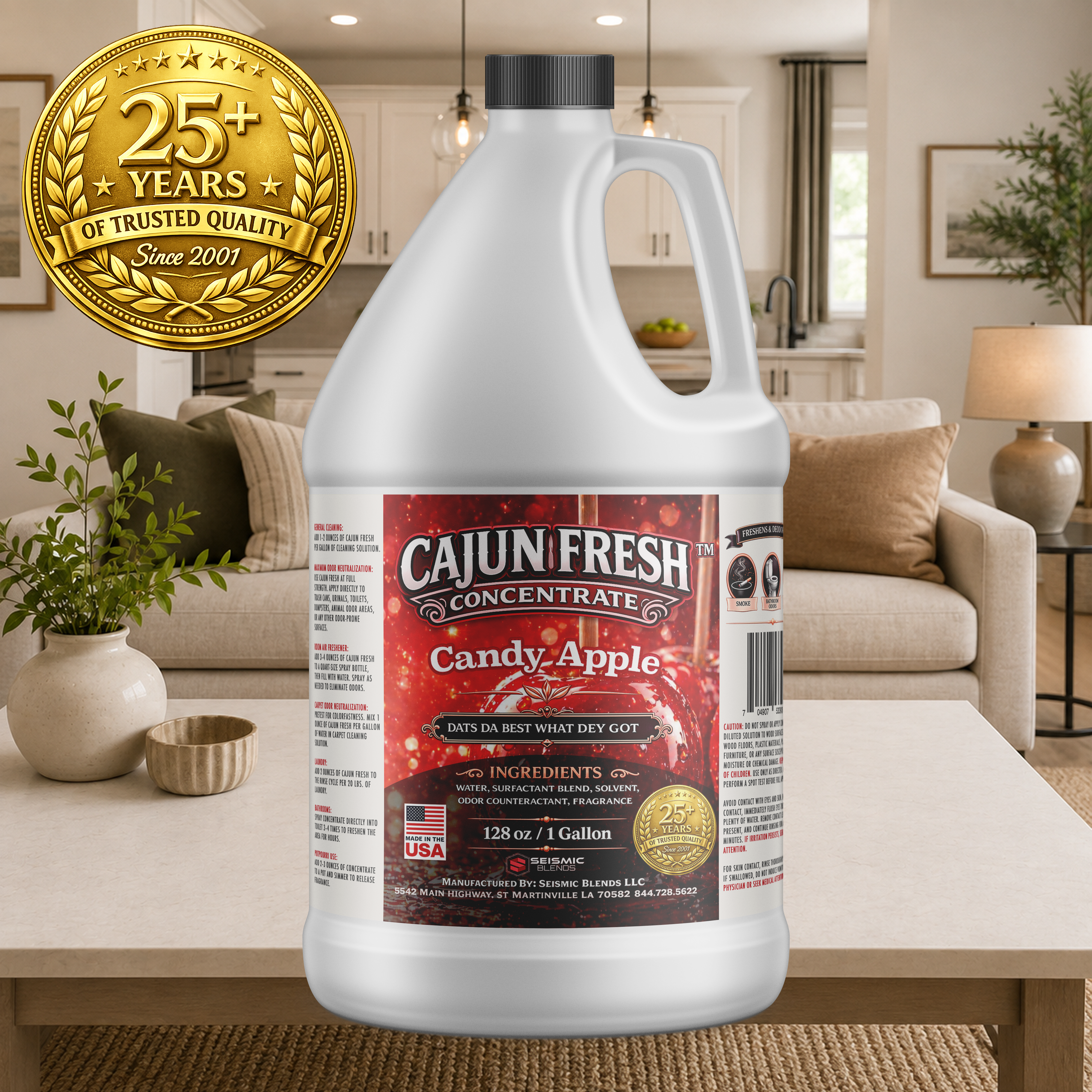 Cajun Fresh Concentrated Air Freshener (SBCF290) Candy Apple Fragrance | Professional Odor Neutralizer & Deodorizer