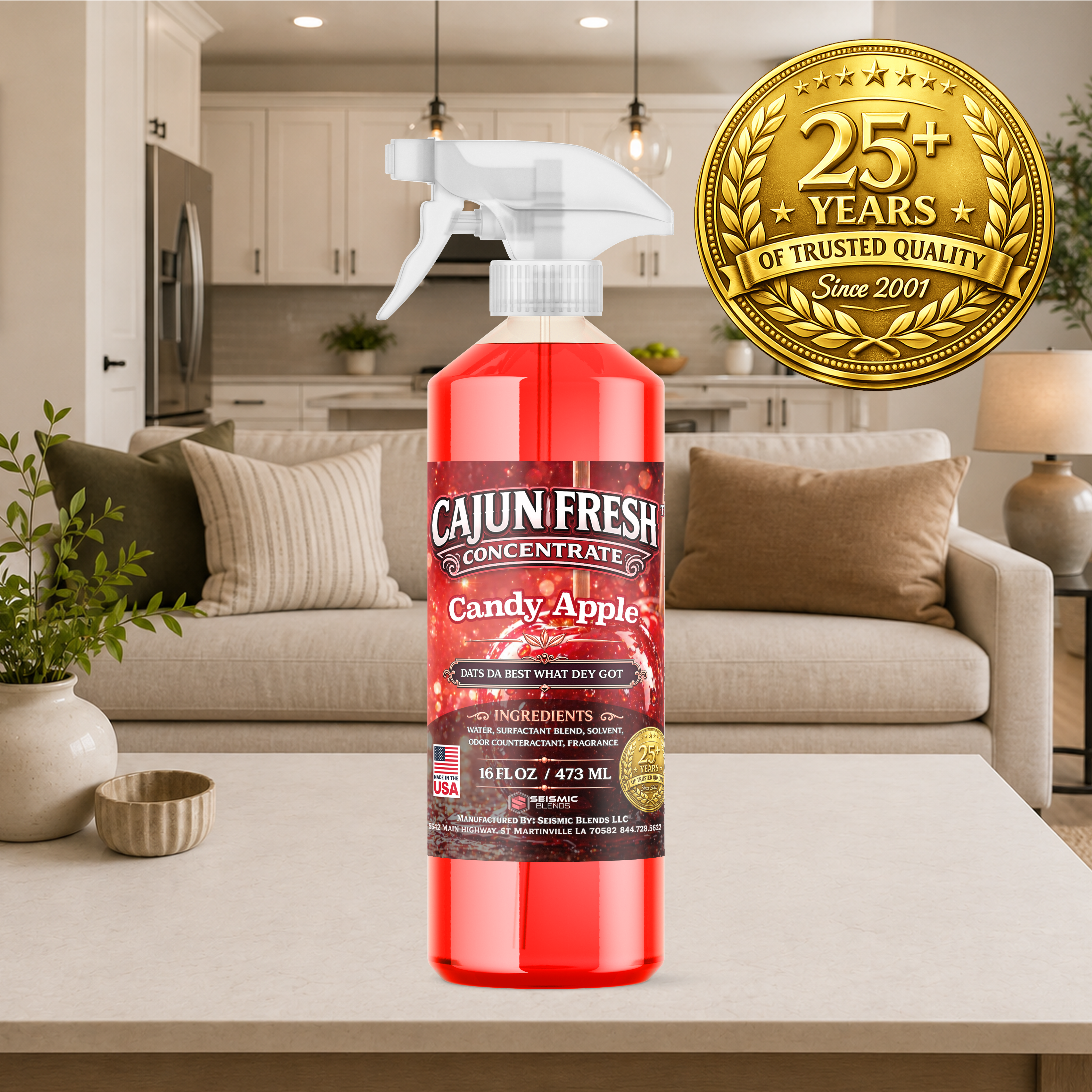 Cajun Fresh Concentrated Air Freshener (SBCF290) Candy Apple Fragrance | Professional Odor Neutralizer & Deodorizer