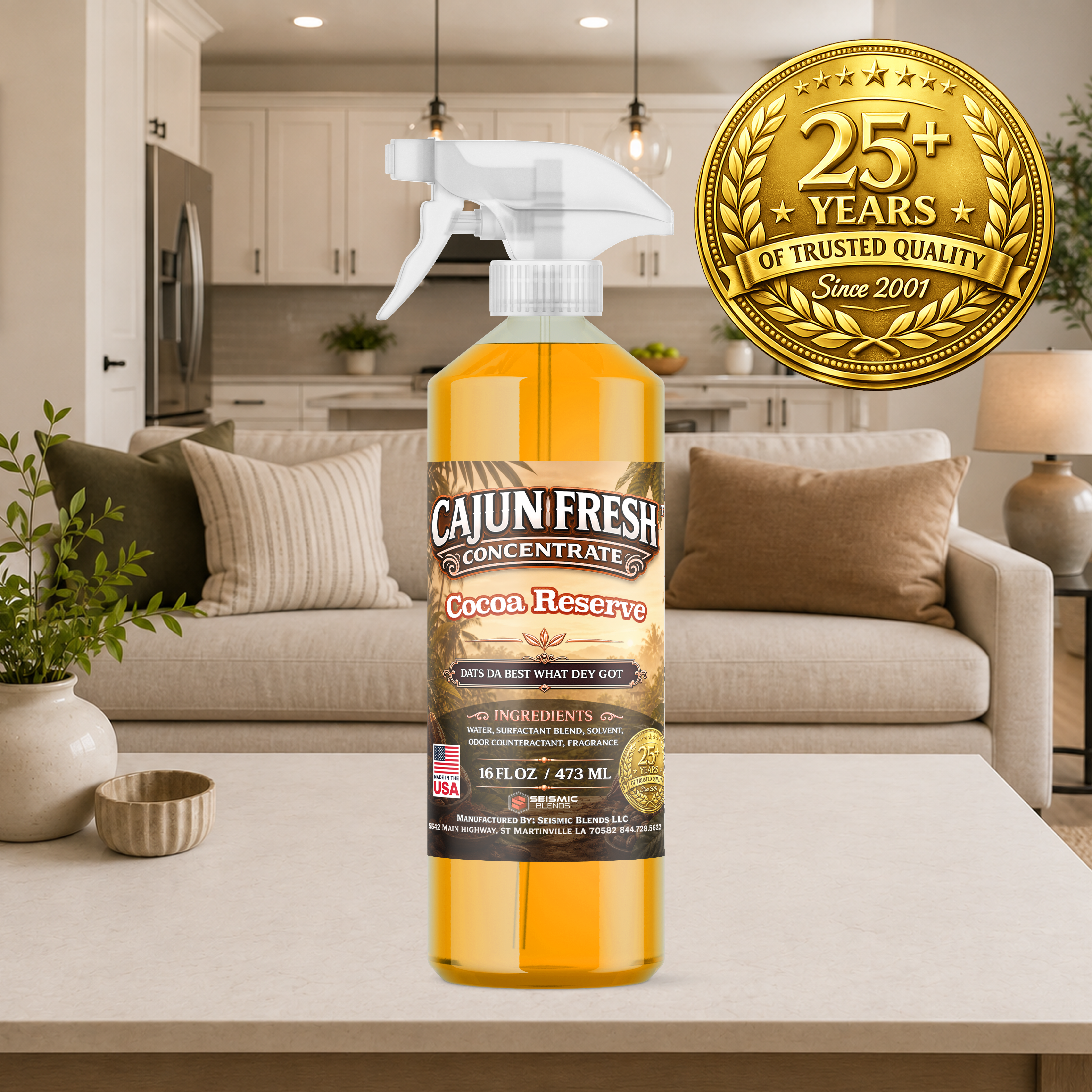 Cajun Fresh Concentrated Air Freshener (SBCF120) Cocoa Reserve Fragrance | Professional Odor Neutralizer & Deodorizer