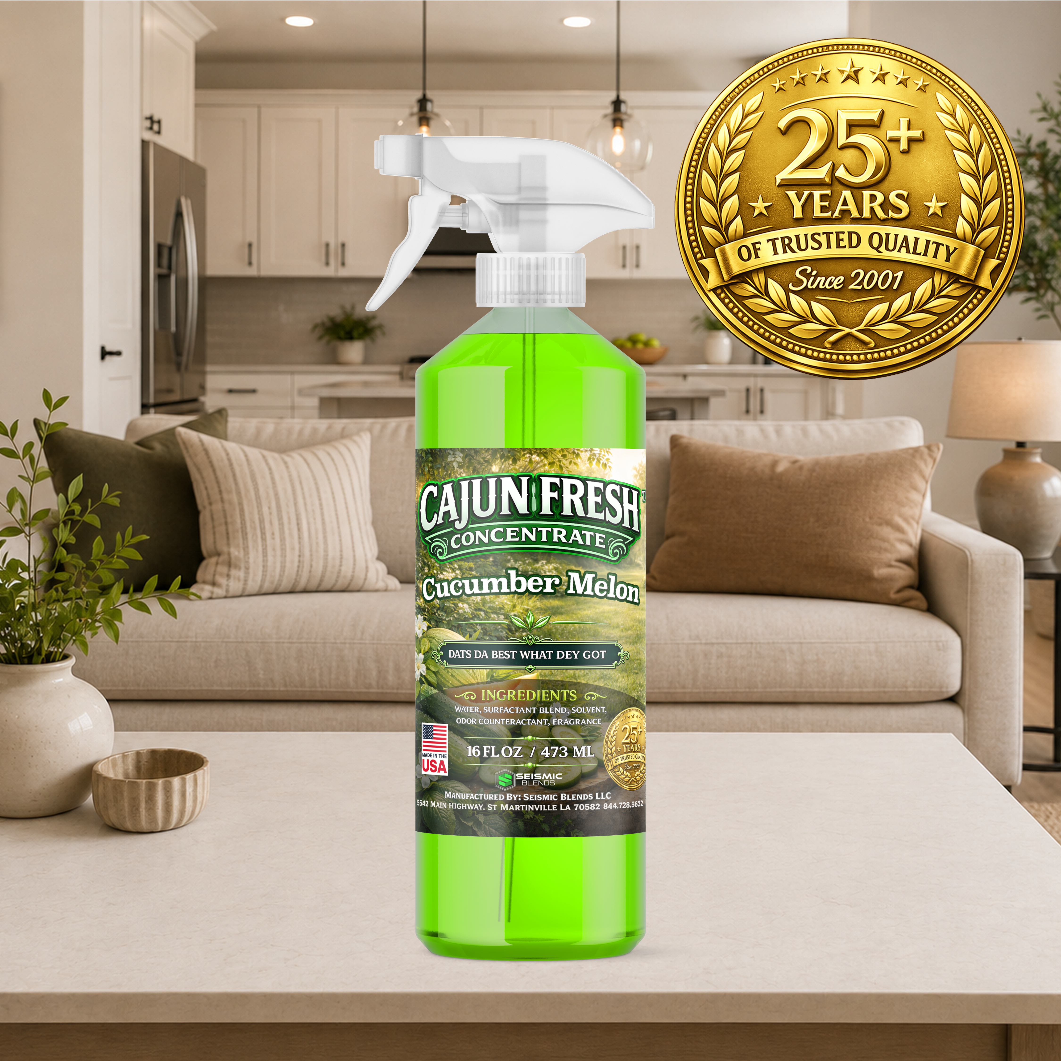 Cajun Fresh Concentrated Air Freshener (SBCF130) Cucumber Melon Fragrance | Professional Odor Neutralizer & Deodorizer