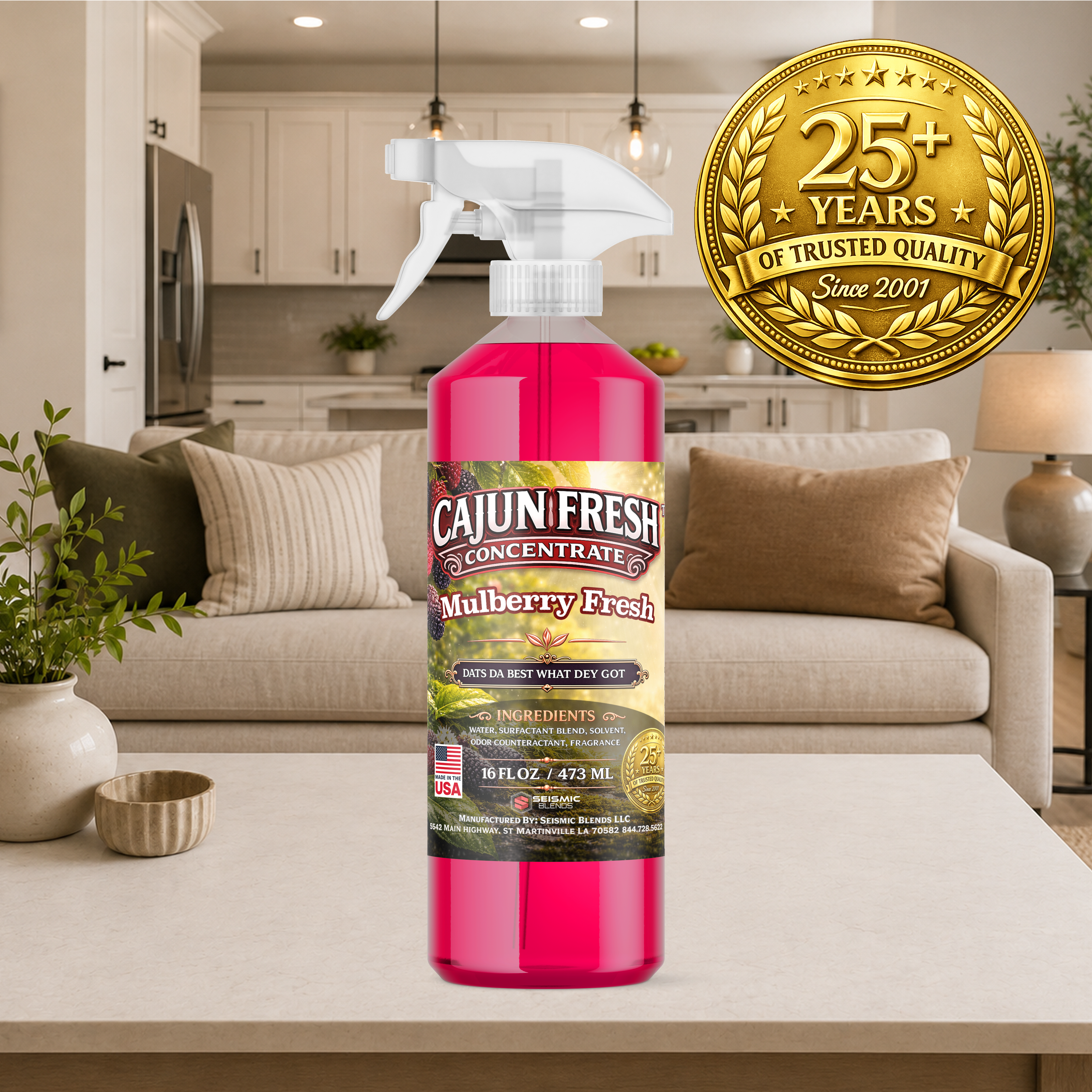 Cajun Fresh Concentrated Air Freshener (SBCF200) Mulberry Fragrance | Professional Odor Neutralizer & Deodorizer