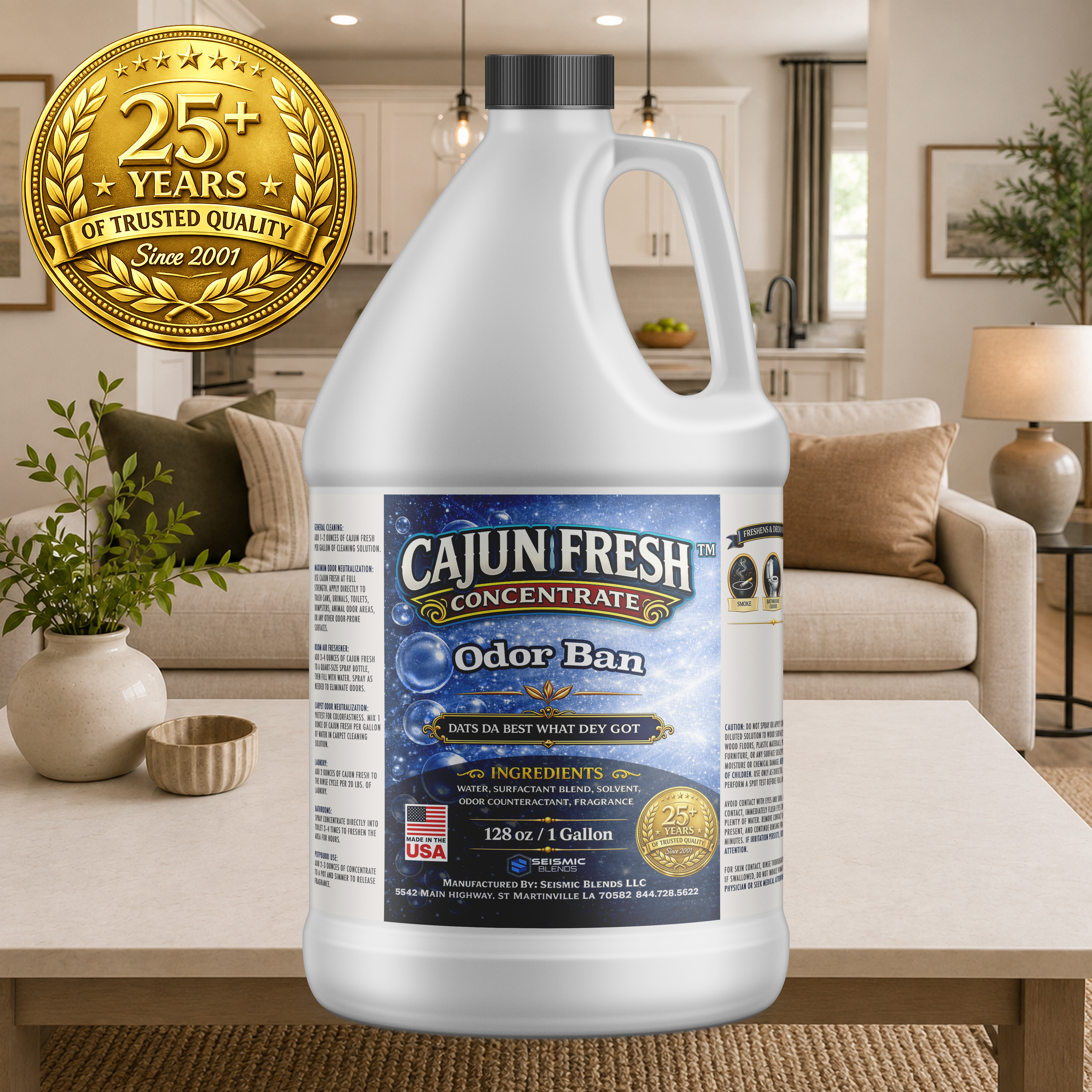 Cajun Fresh Concentrated Air Freshener (SBCF210) Odor Ban Fragrance | Professional Odor Neutralizer & Deodorizer