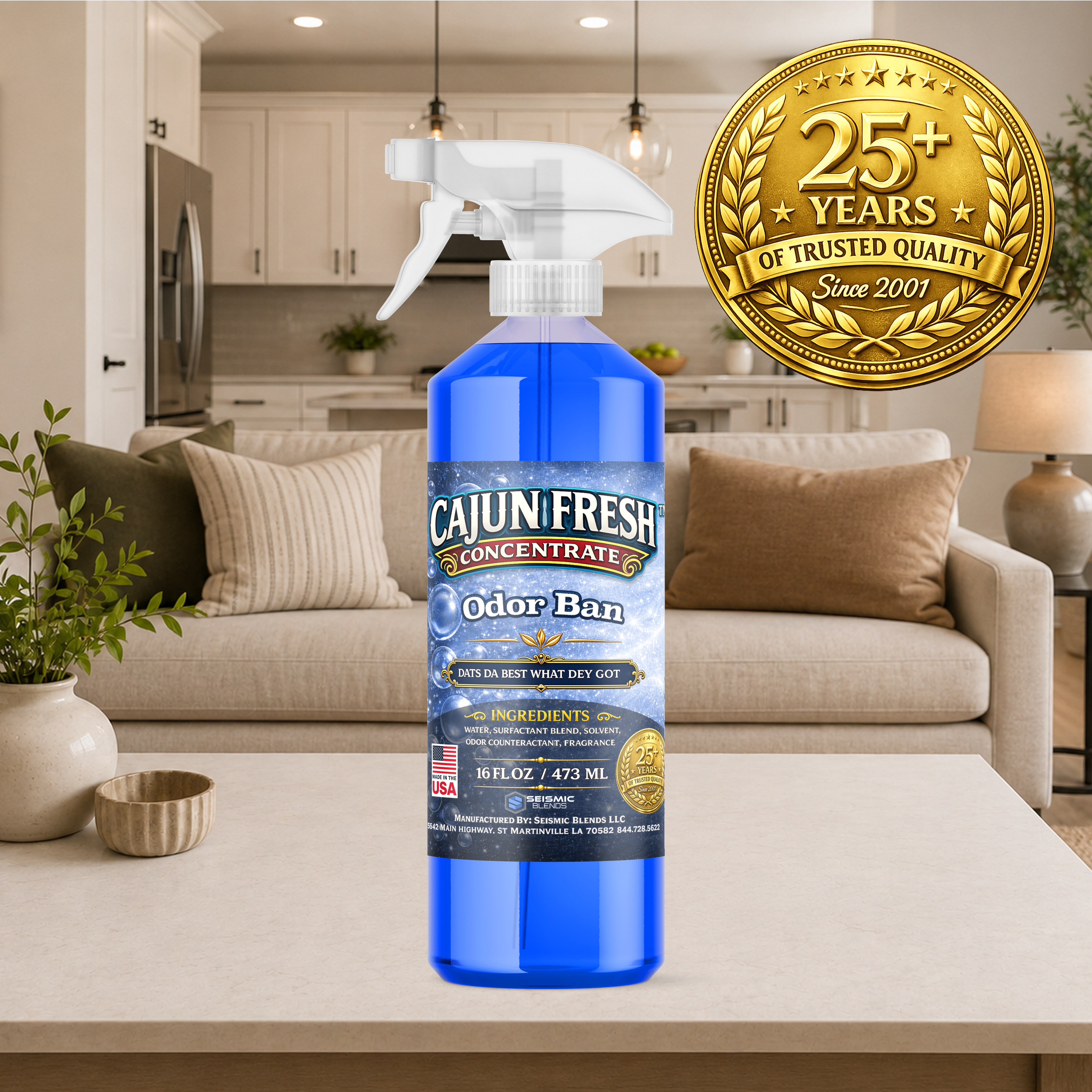 Cajun Fresh Concentrated Air Freshener (SBCF210) Odor Ban Fragrance | Professional Odor Neutralizer & Deodorizer