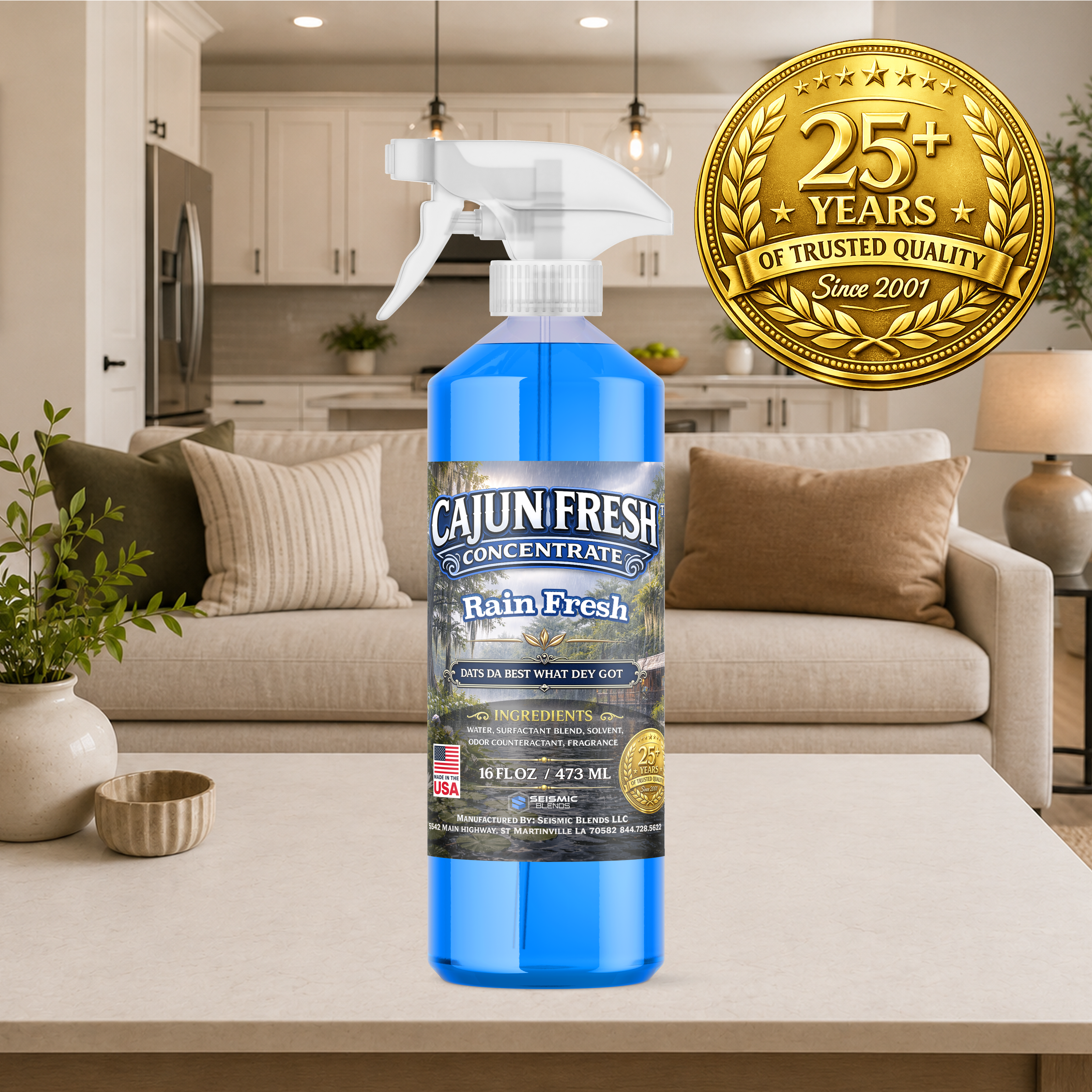 Cajun Fresh Concentrated Air Freshener (SBCF240) Rain Fresh Fragrance | Professional Odor Neutralizer & Deodorizer