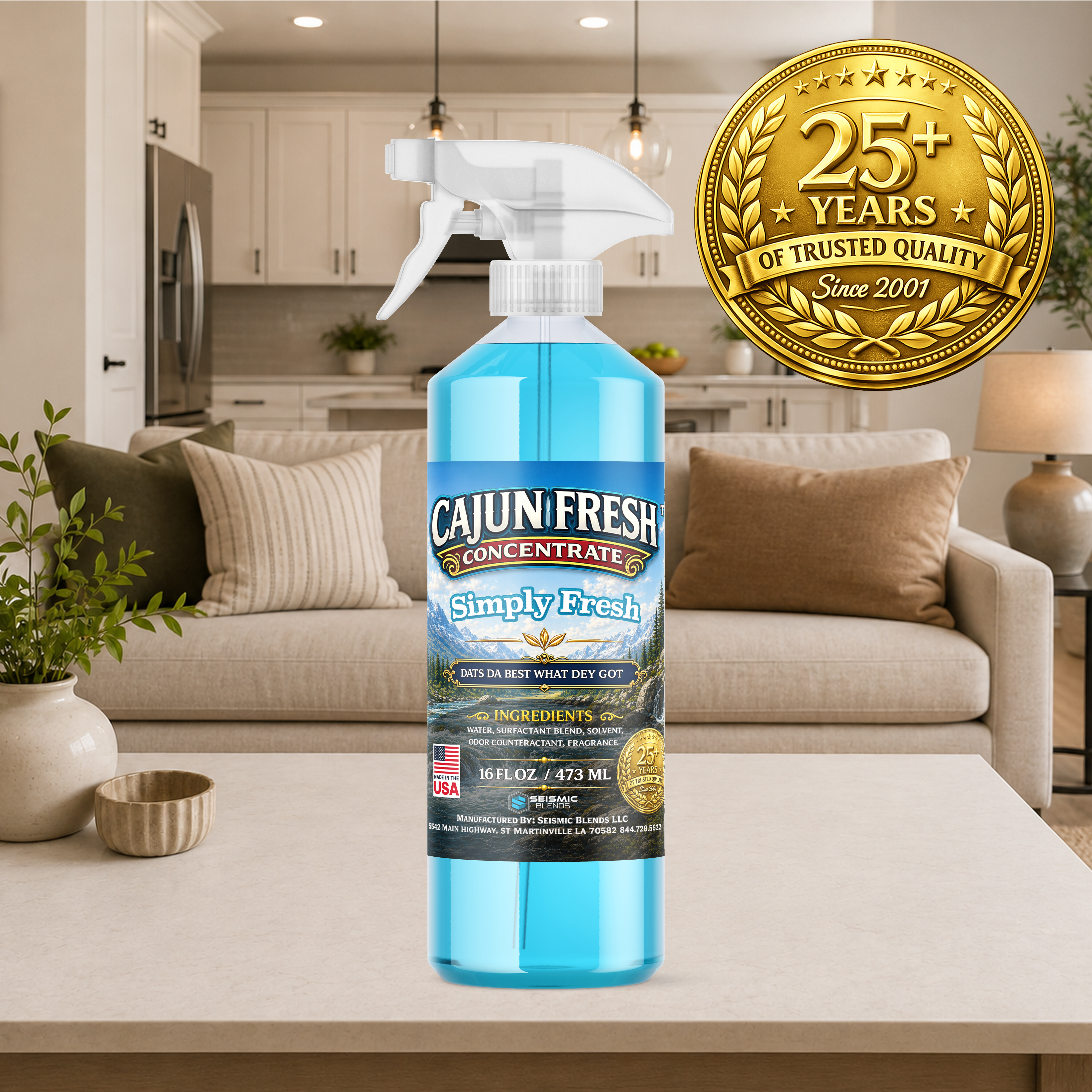 Cajun Fresh Concentrated Air Freshener (SBCF260) Simply Fresh Fragrance | Professional Odor Neutralizer & Deodorizer