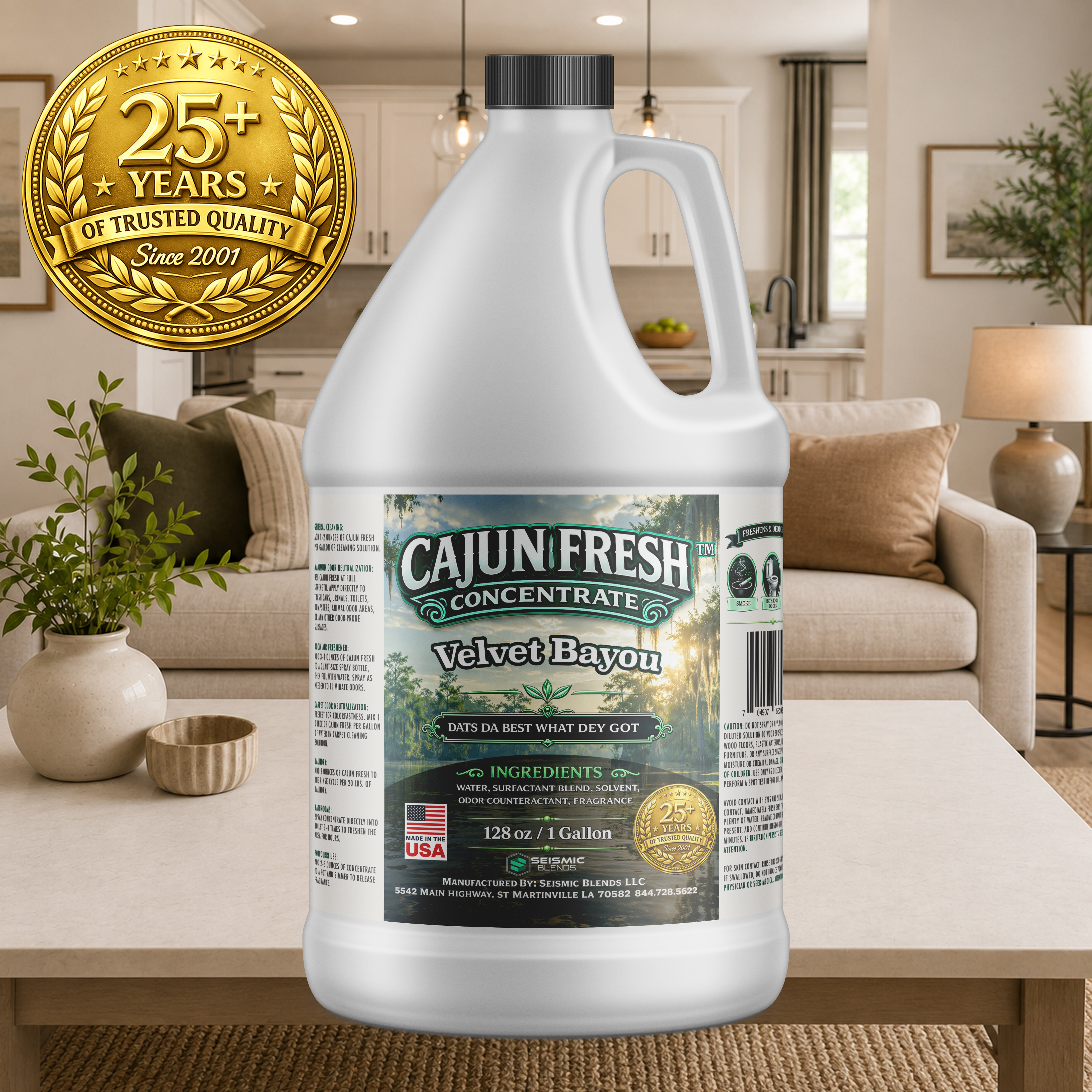 Cajun Fresh Concentrated Air Freshener (SBCF280) Velvet Bayou Fragrance | Professional Odor Neutralizer & Deodorizer