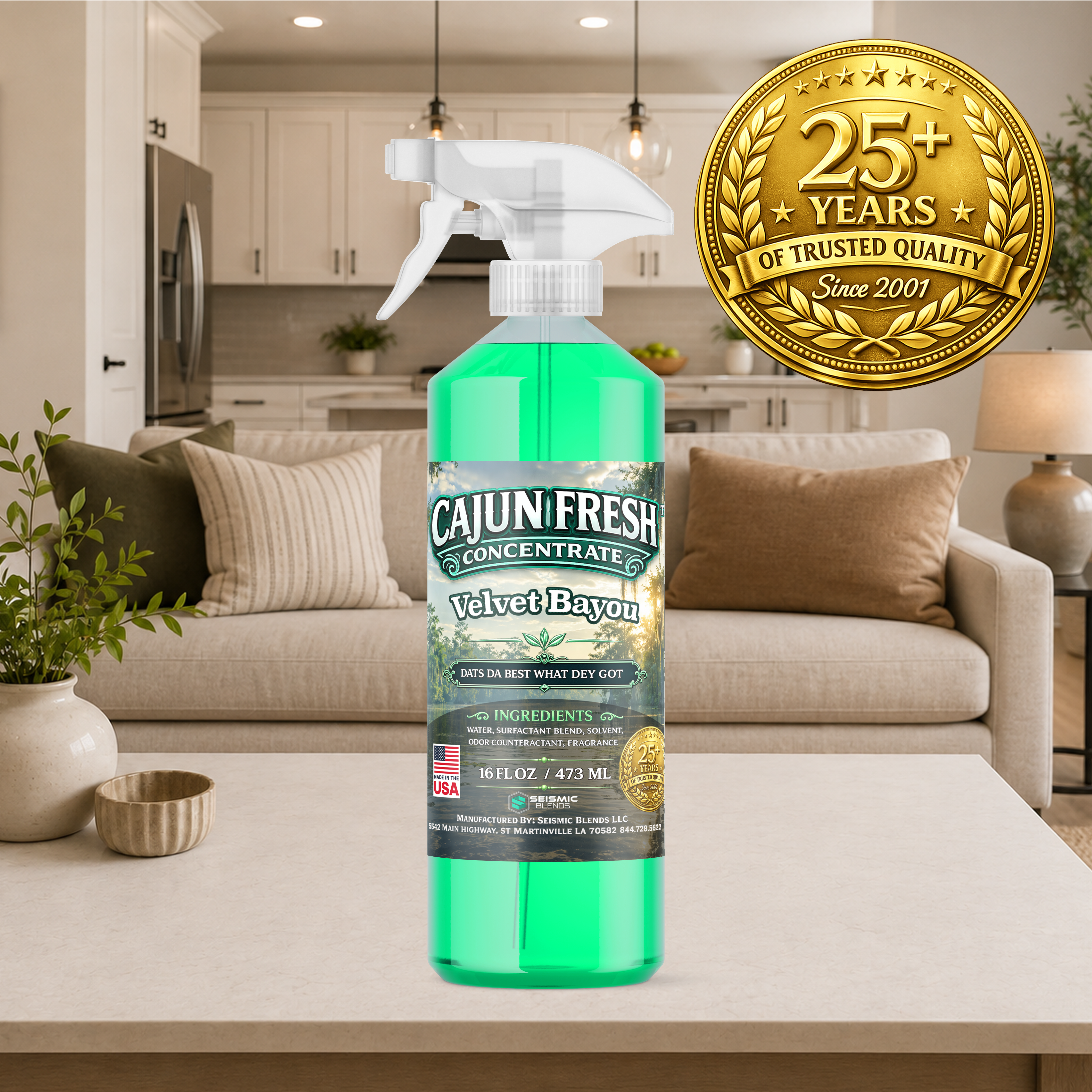 Cajun Fresh Concentrated Air Freshener (SBCF280) Velvet Bayou Fragrance | Professional Odor Neutralizer & Deodorizer