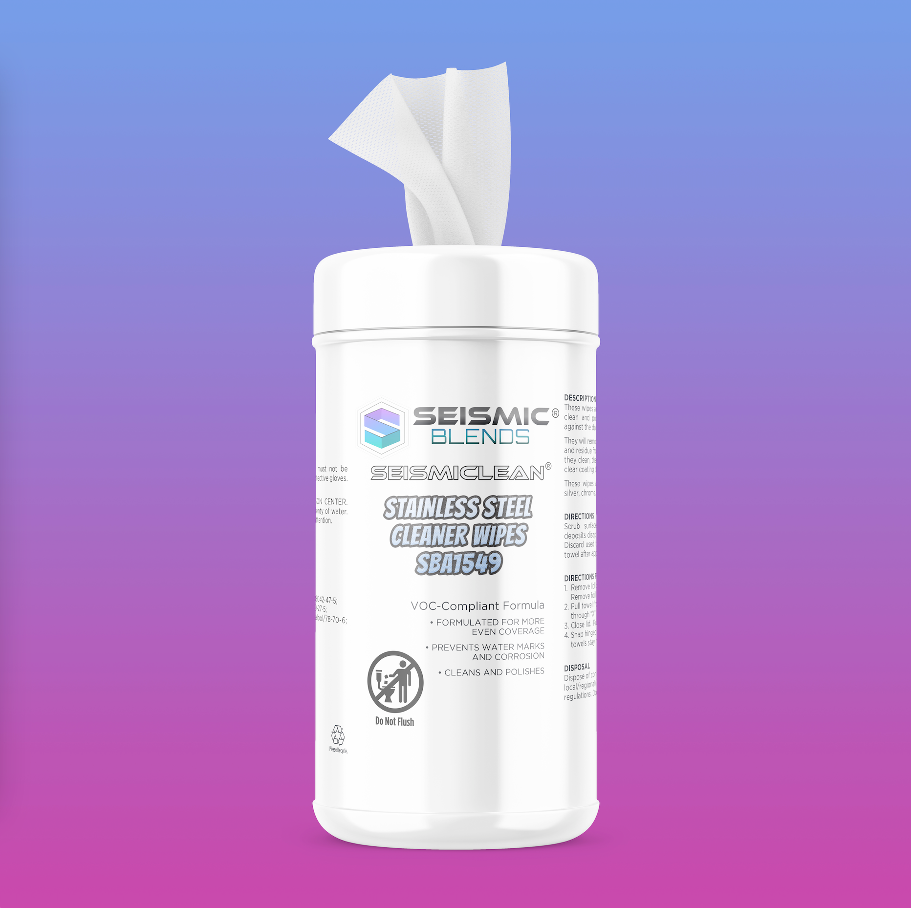 Seismiclean Stainless Steel Cleaner Wipes SBA1549