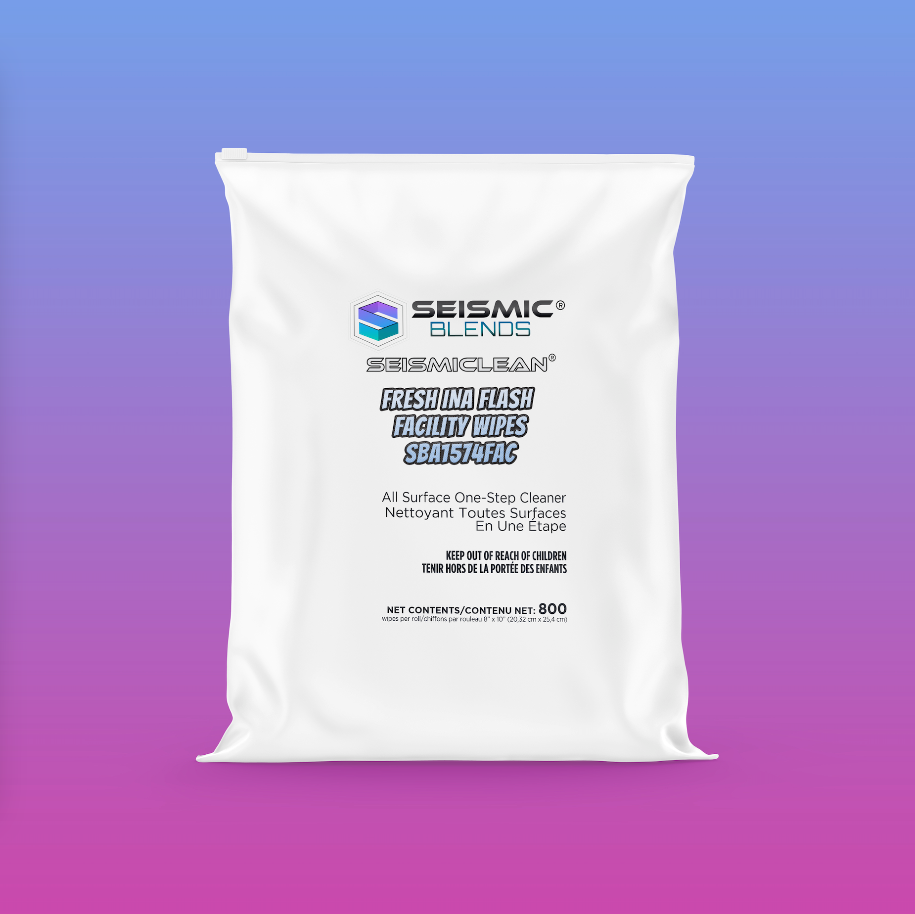 Seismiclean Fresh in a Flash Facility Wipes SBA1574FAC
