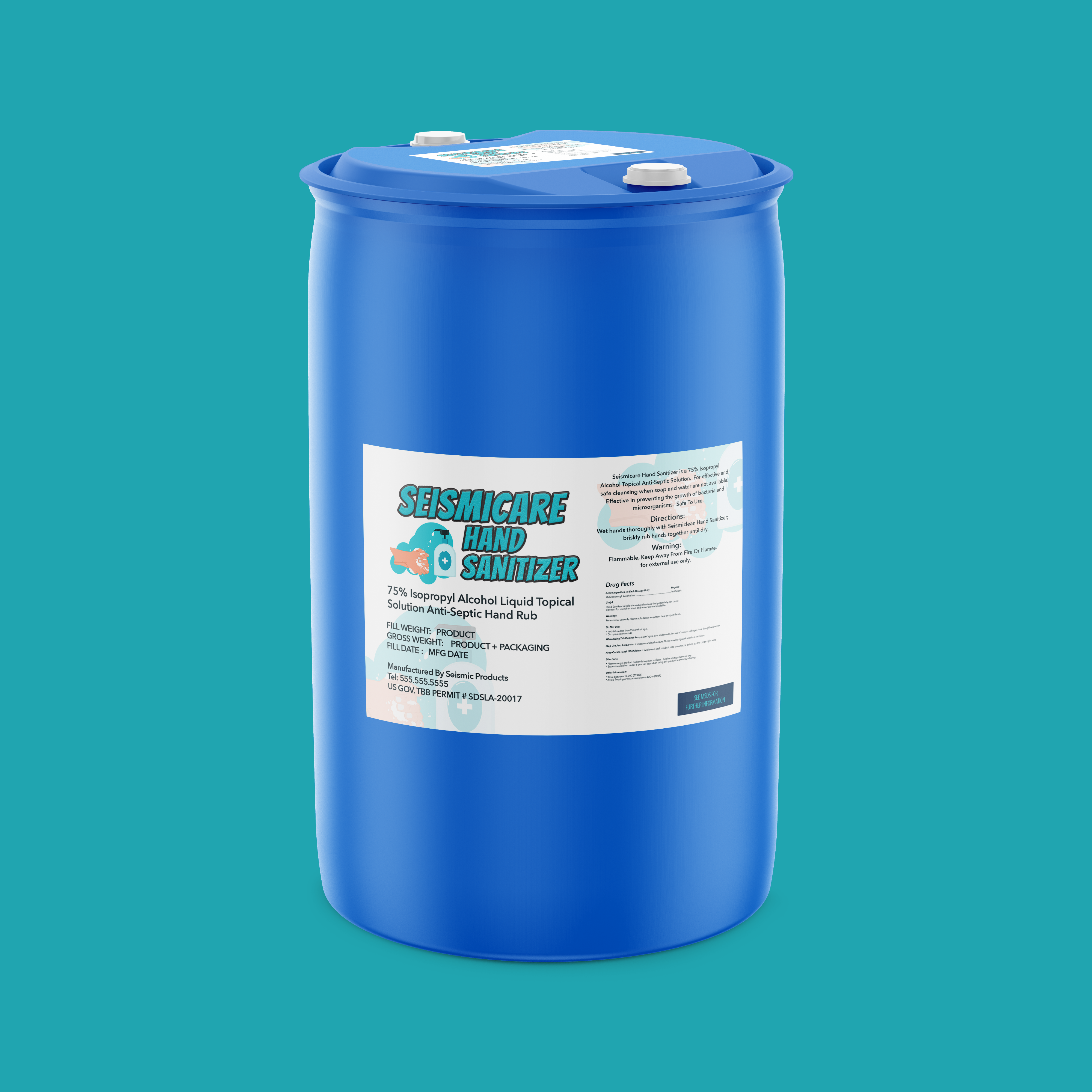 Seismicare® IPA 75% Liquid Hand Sanitizer SAN130