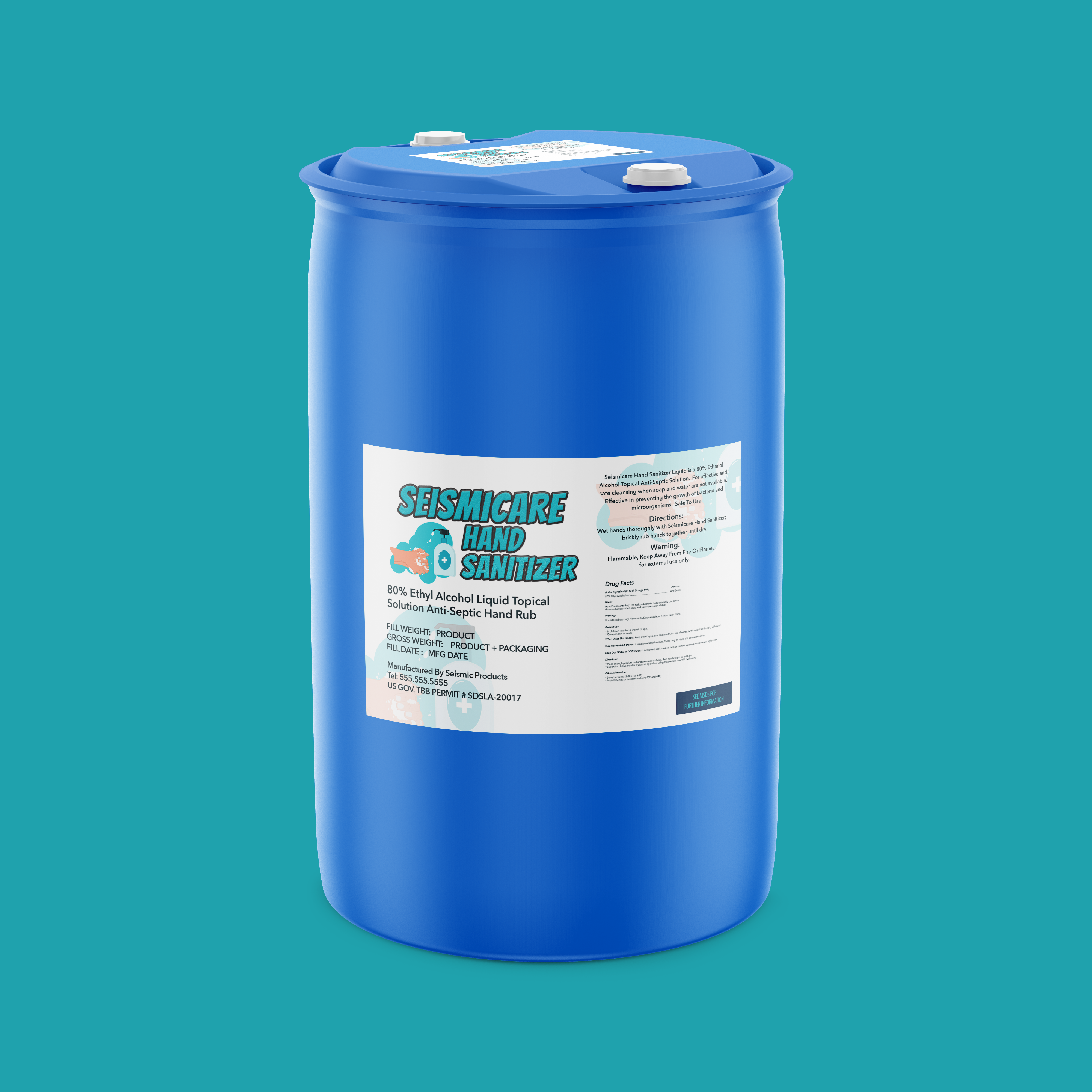 Seismicare® Ethyl 80% Liquid Hand Sanitizer SAN120