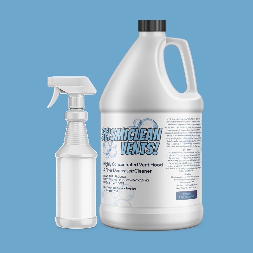 Seismiclean® Vents Vent Hood Filter Degreaser & Cleaner